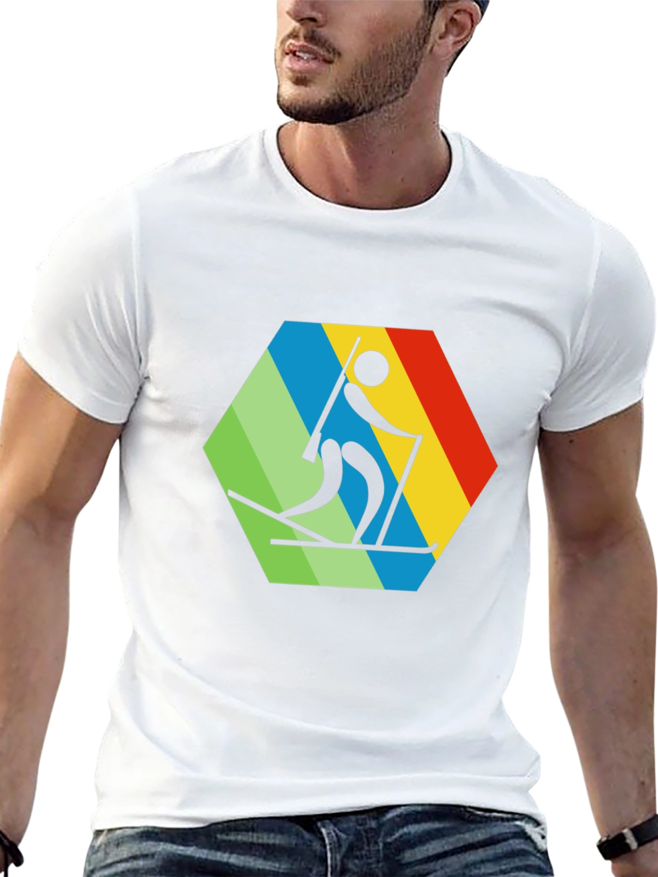 Biathlon Hexagon Graphic Tee - Skiing T-Shirt