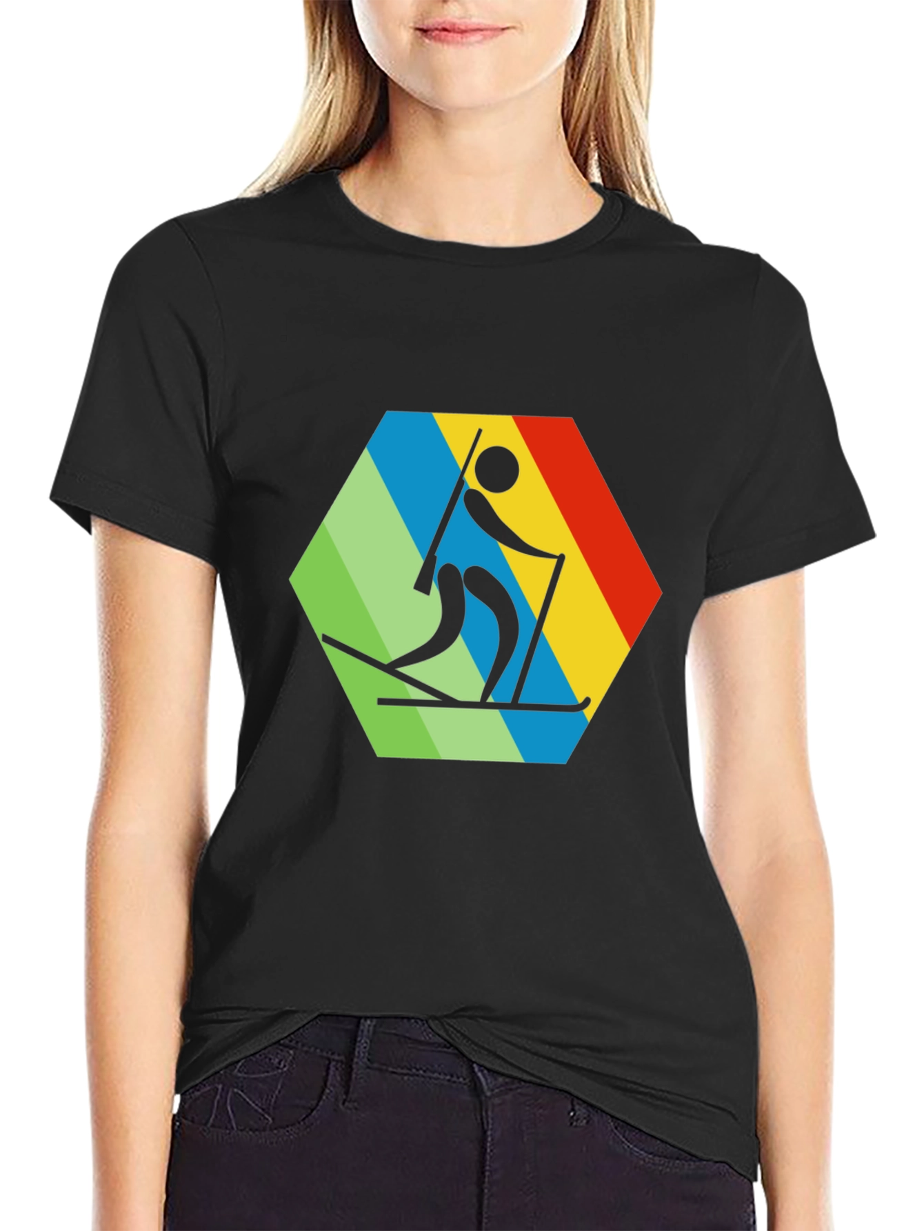 Biathlon Hexagon Graphic Tee - Skiing T-Shirt