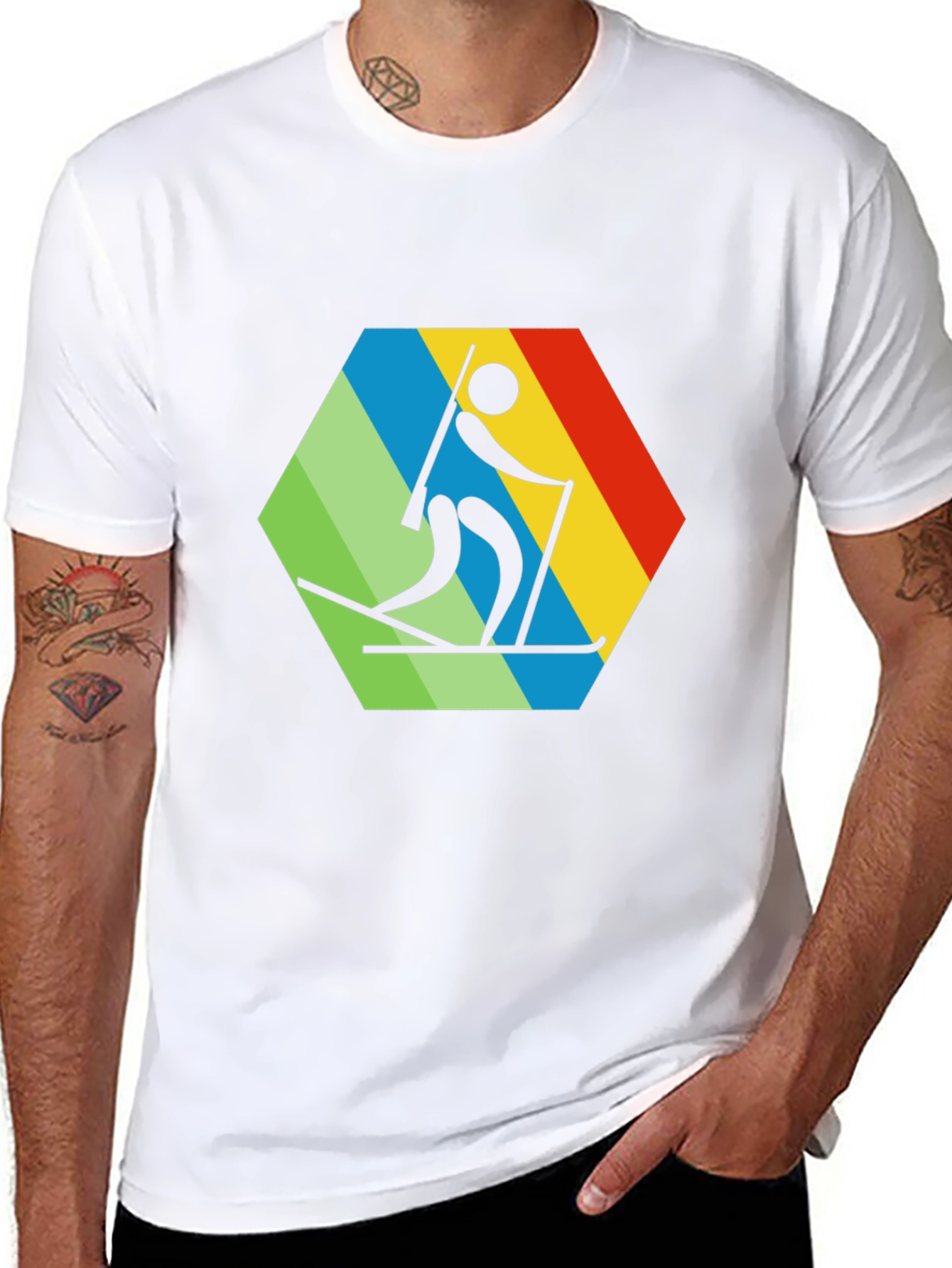 Biathlon Hexagon Graphic Tee - Skiing T-Shirt