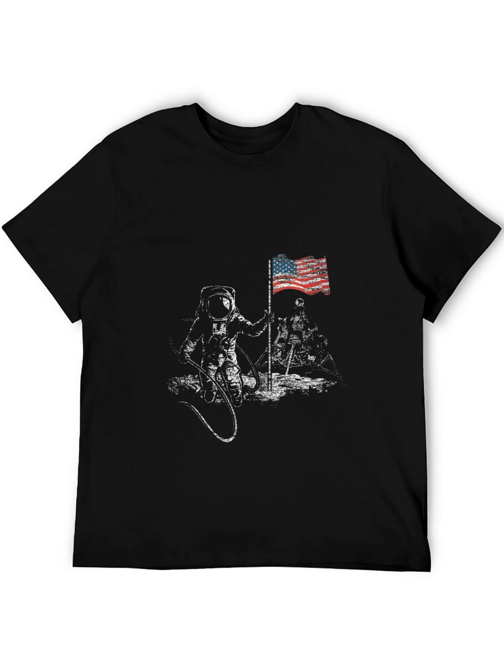 Astronaut Moon Landing USA Flag Graphic T-Shirt