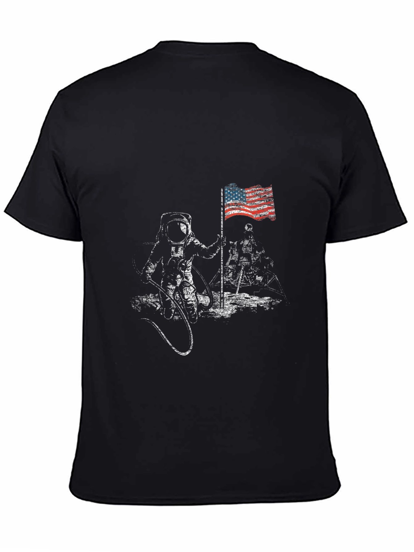 Astronaut Moon Landing USA Flag Graphic T-Shirt