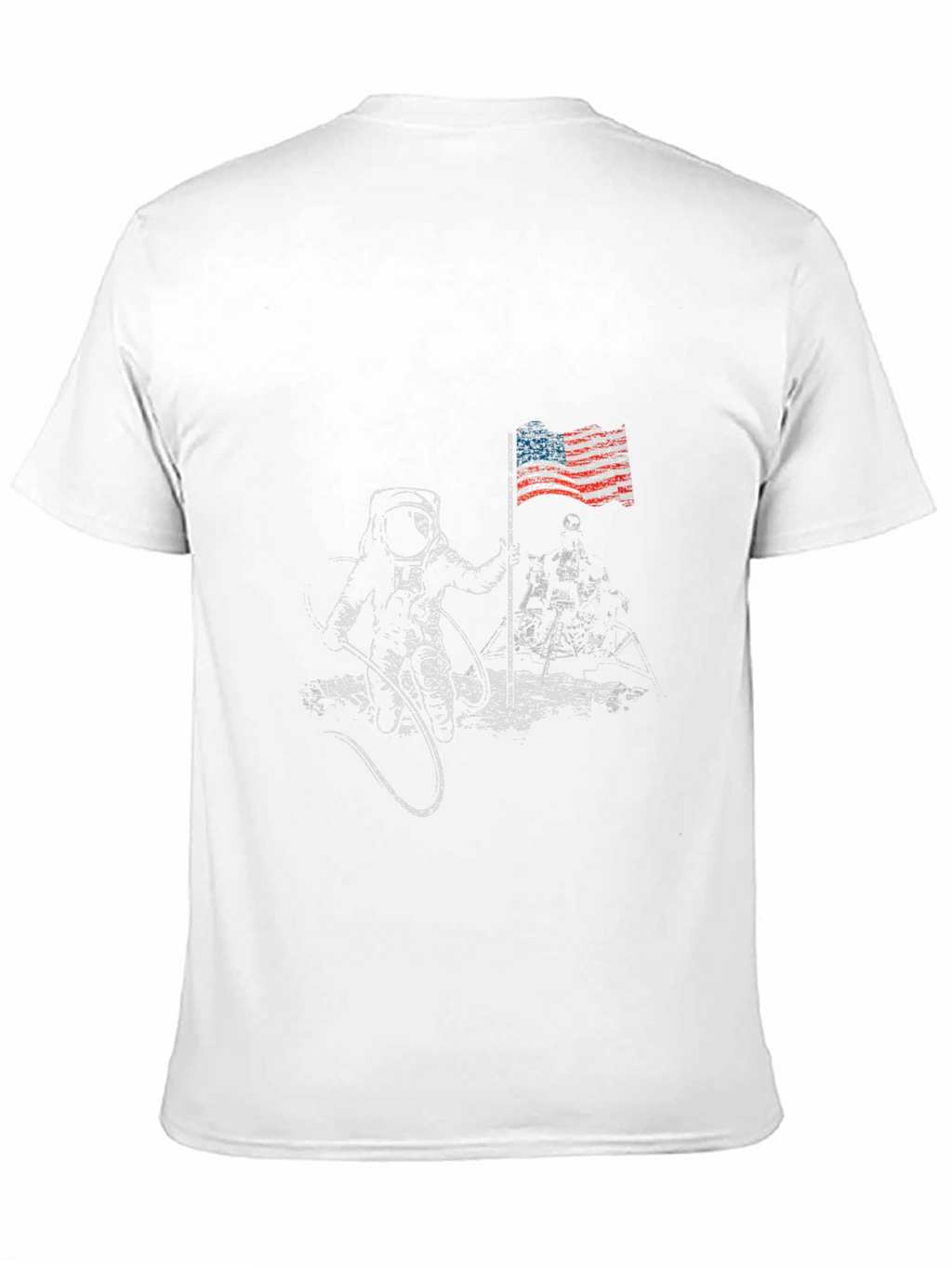 Astronaut Moon Landing USA Flag Graphic T-Shirt
