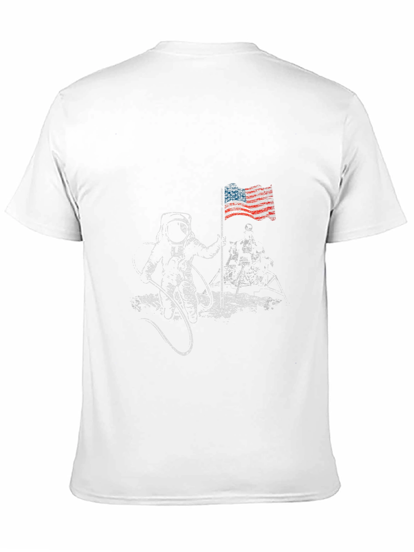 Astronaut Moon Landing USA Flag Graphic T-Shirt