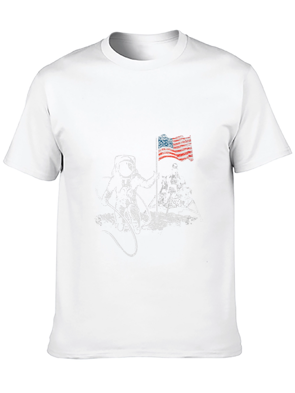 Astronaut Moon Landing USA Flag Graphic T-Shirt
