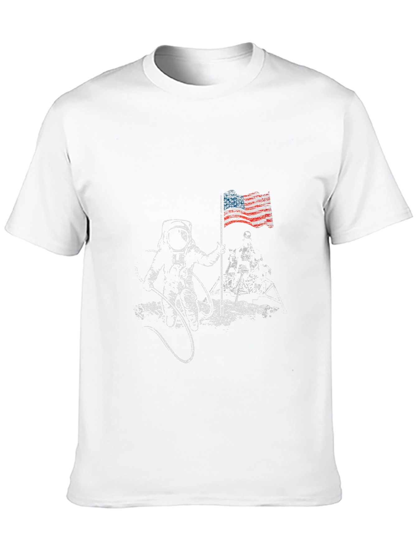 Astronaut Moon Landing USA Flag Graphic T-Shirt
