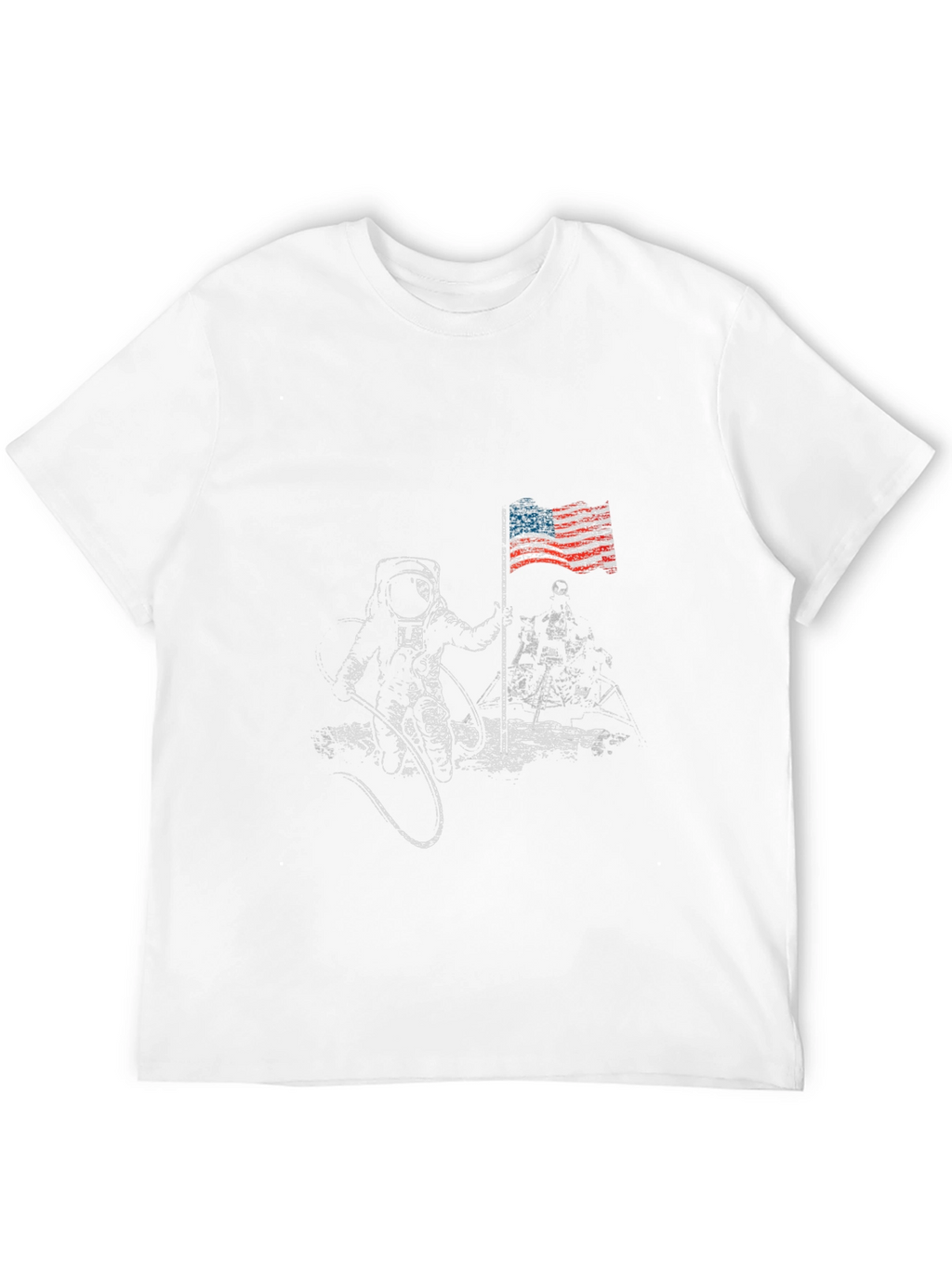 Astronaut Moon Landing USA Flag Graphic T-Shirt