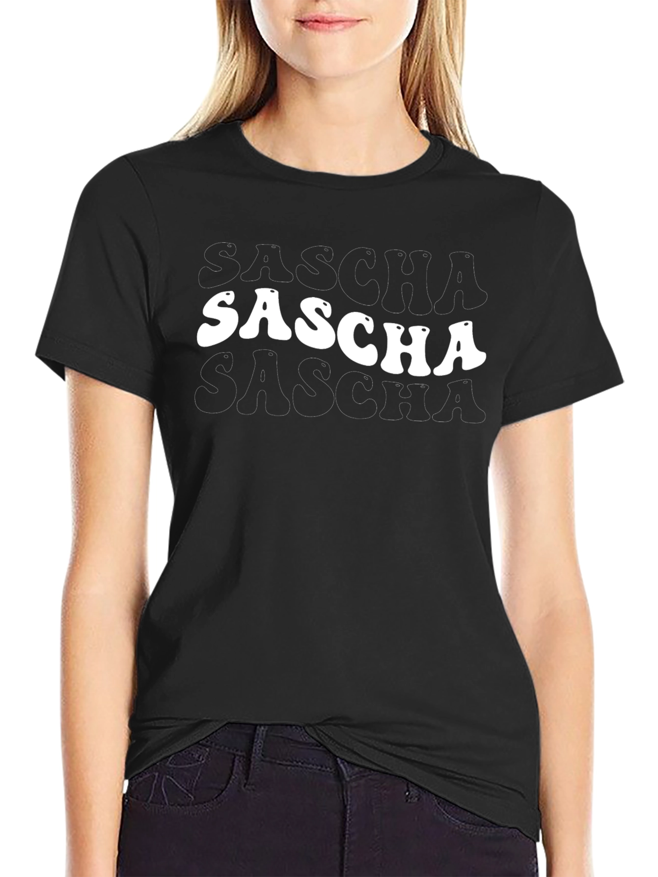 Sascha Retro T-Shirt - Black Cotton Tee