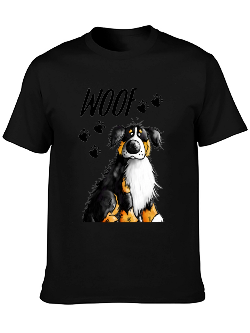 Woof Dog Graphic T-Shirt - Black Crew Neck