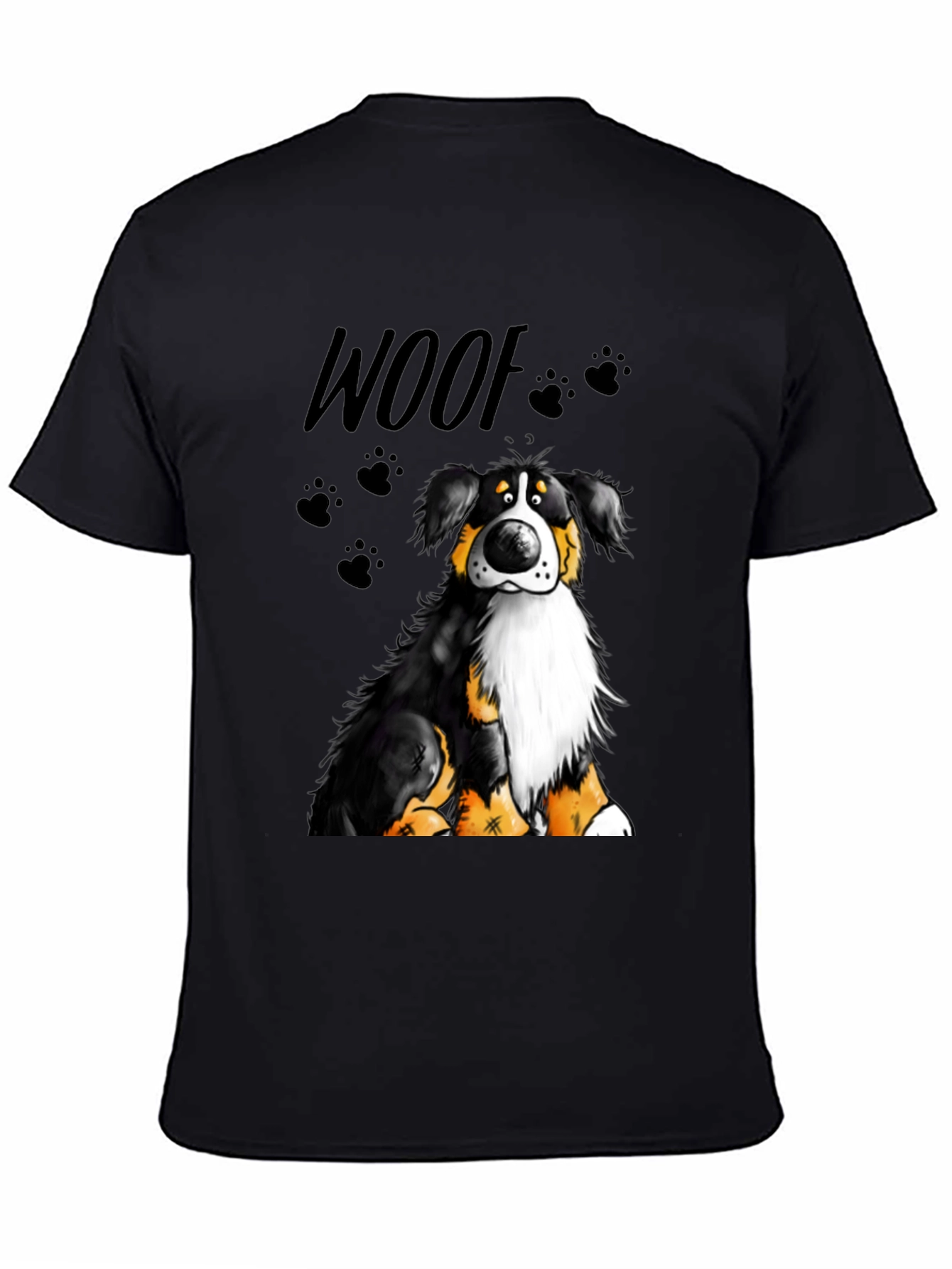 Woof Dog Graphic T-Shirt - Black Crew Neck