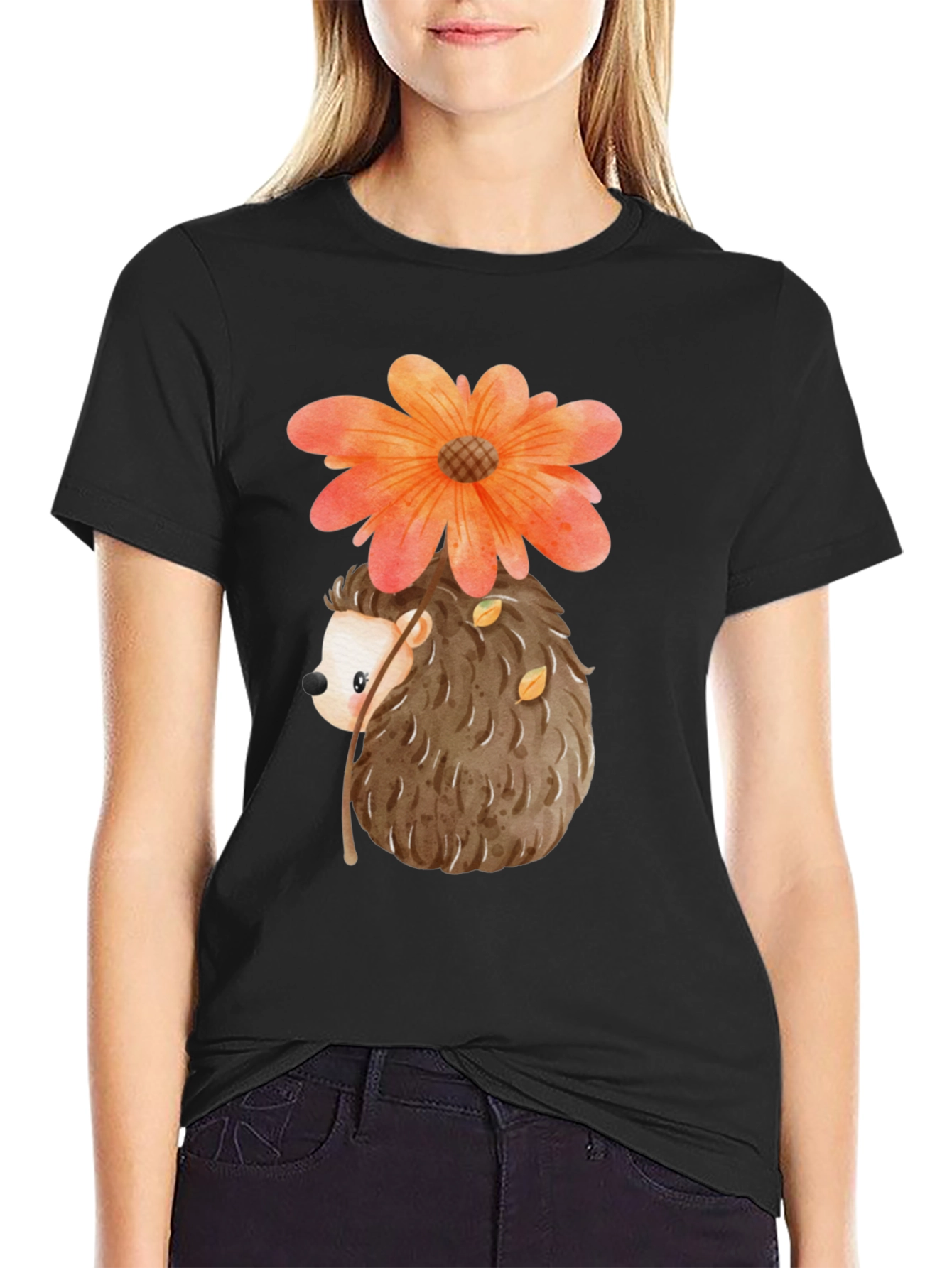 Hedgehog Flower Graphic Tee