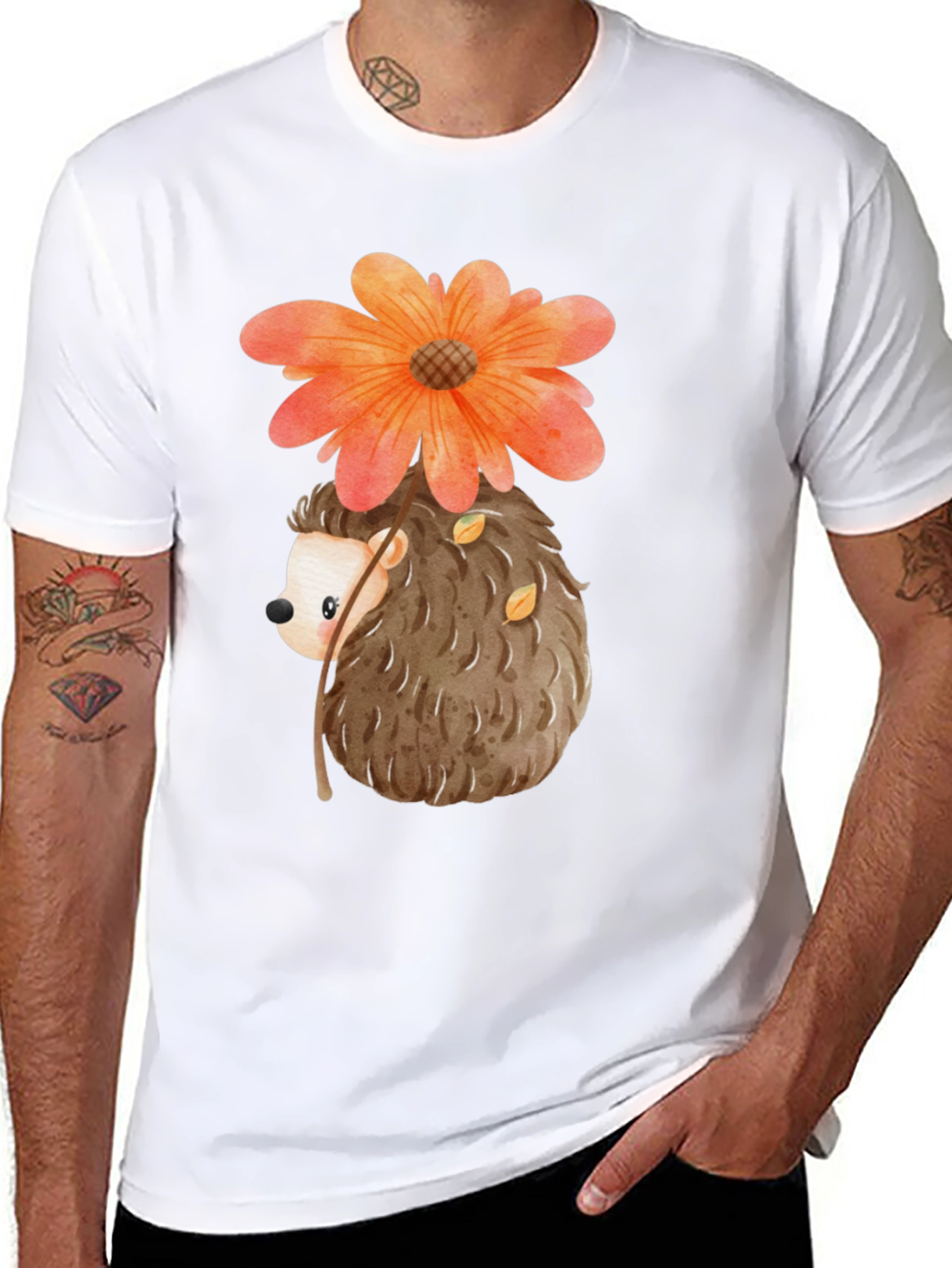 Hedgehog Flower Graphic Tee