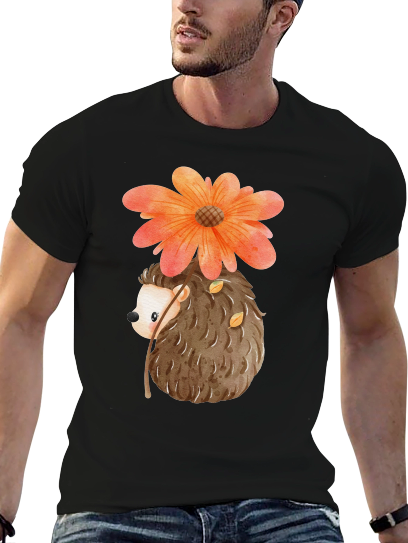 Hedgehog Flower Graphic Tee