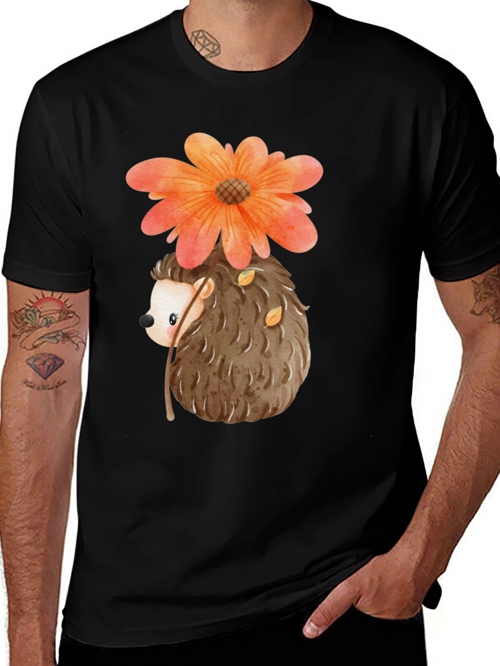 Hedgehog Flower Graphic Tee