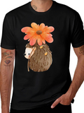 Hedgehog Flower Graphic Tee