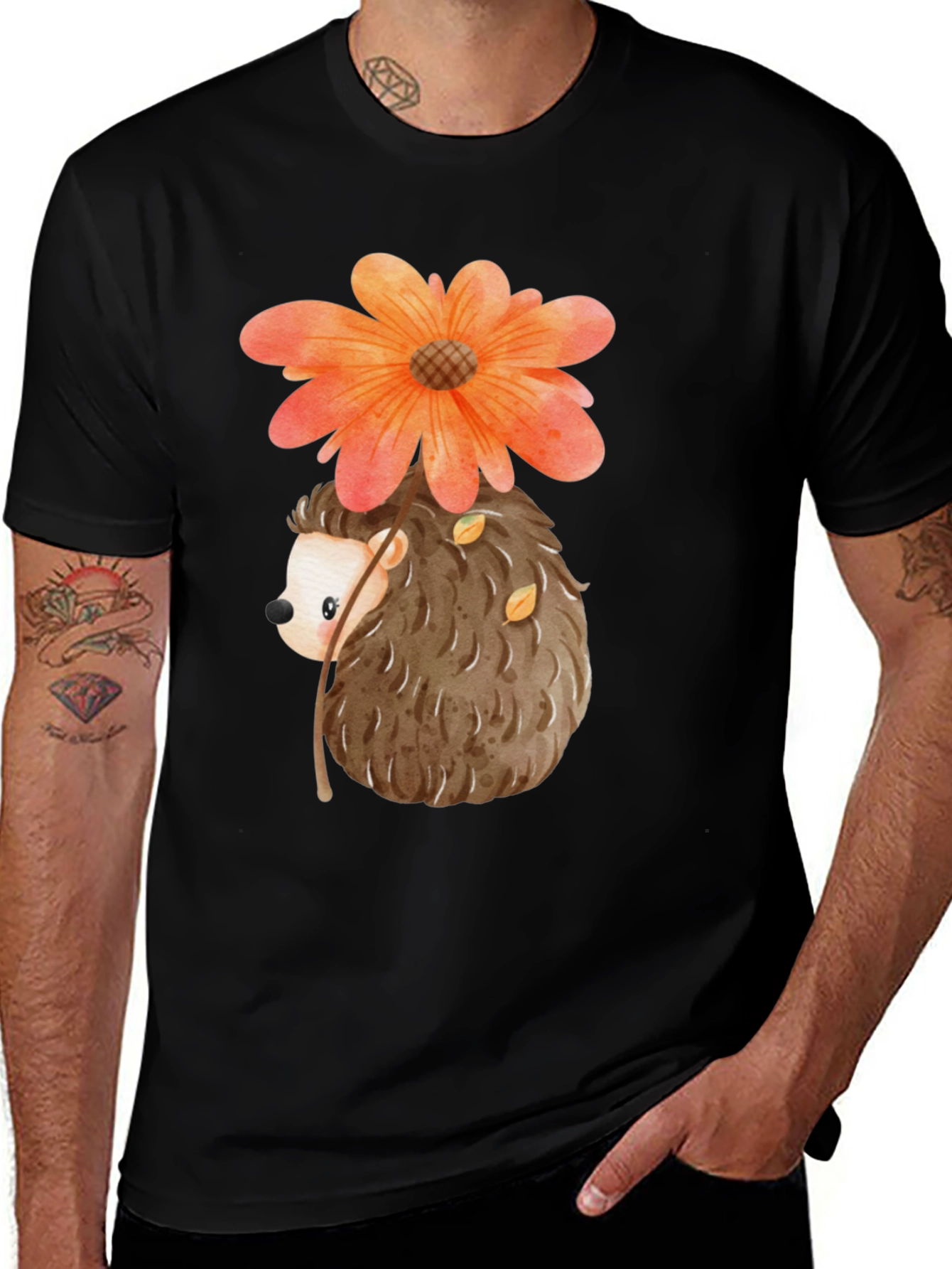 Hedgehog Flower Graphic Tee