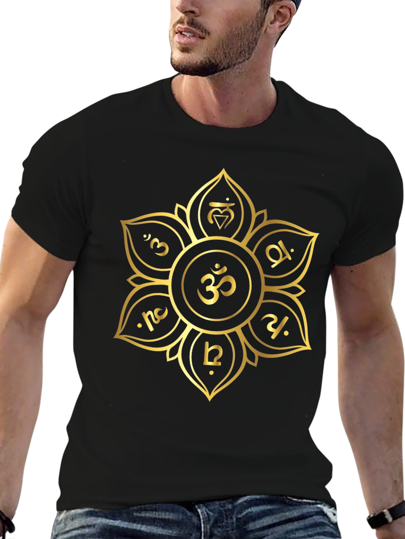 Om Mandala Black T-Shirt - Sacred Geometry Tee