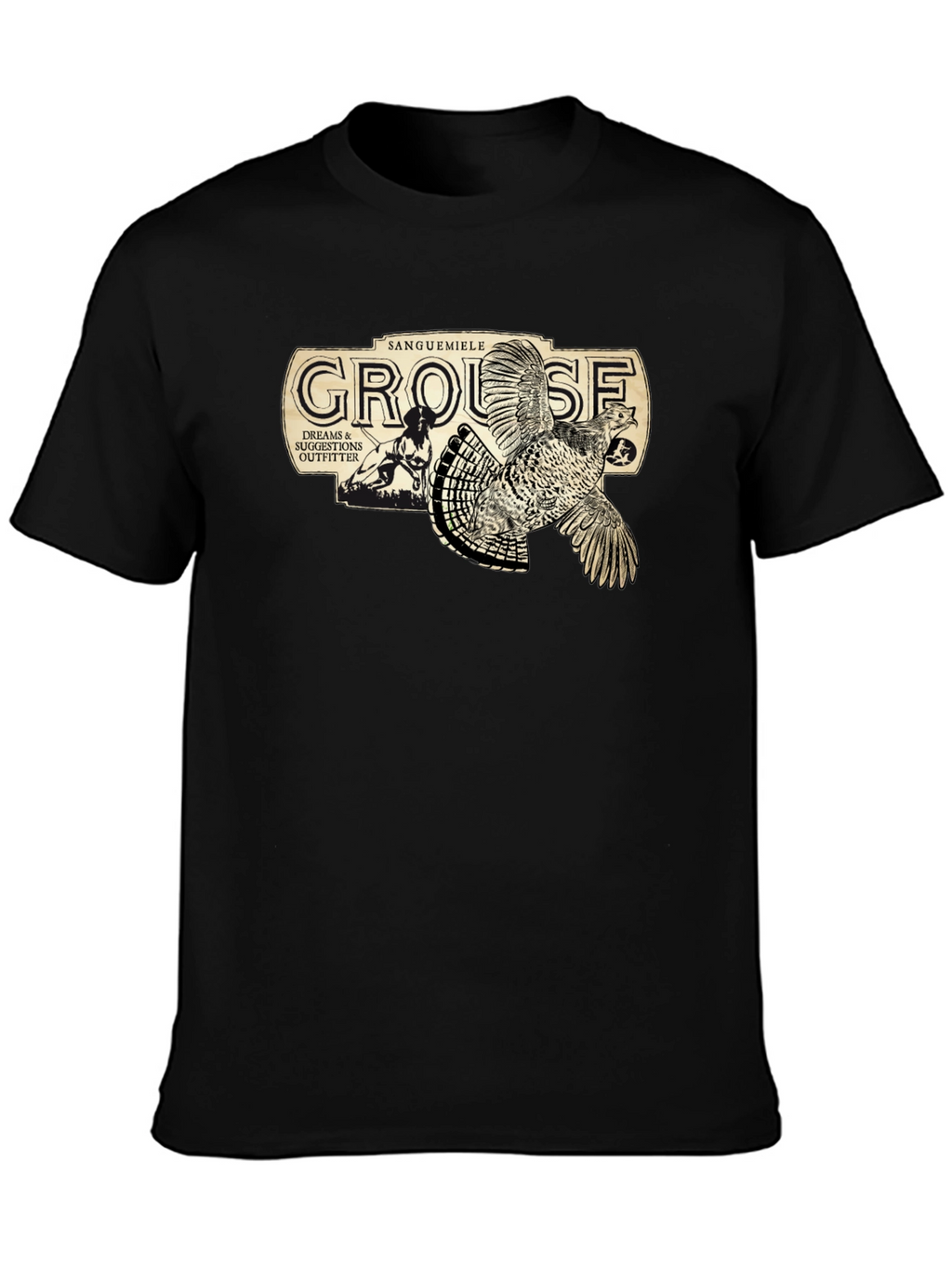 Grouse Hunting Graphic Tee - Black Cotton T-Shirt