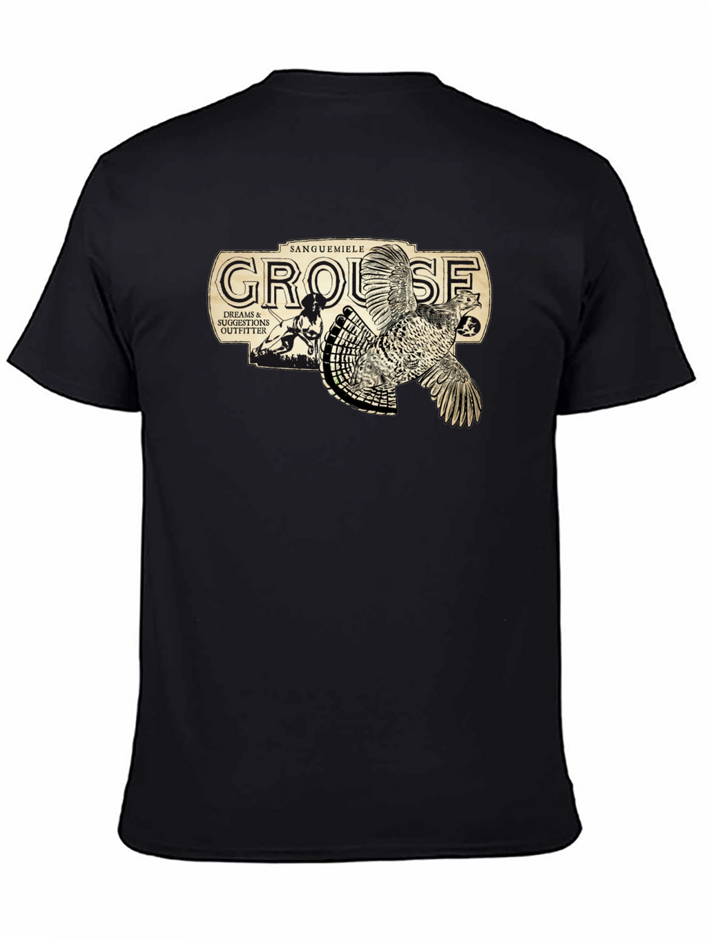 Grouse Hunting Graphic Tee - Black Cotton T-Shirt
