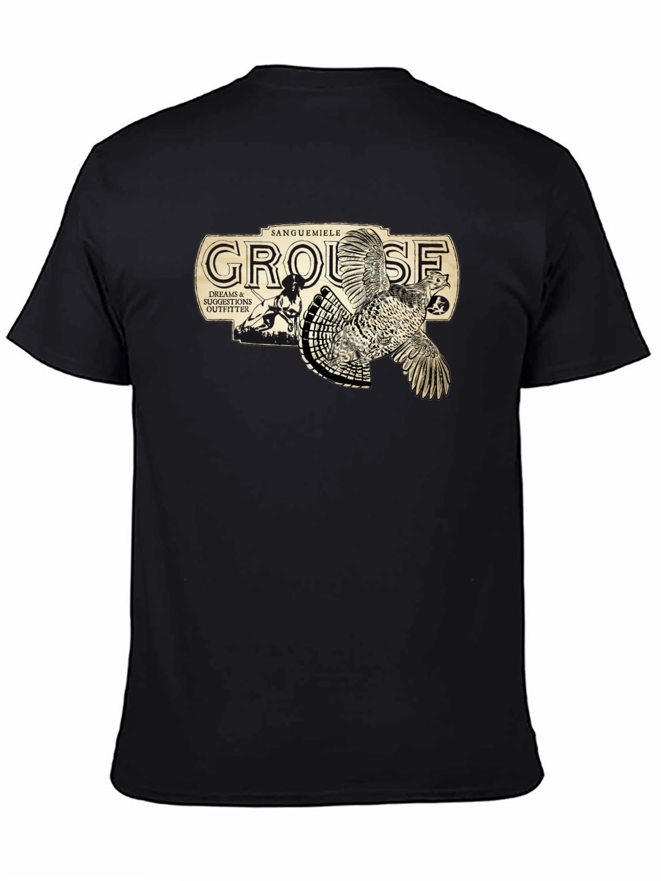 Grouse Hunting Graphic Tee - Black Cotton T-Shirt