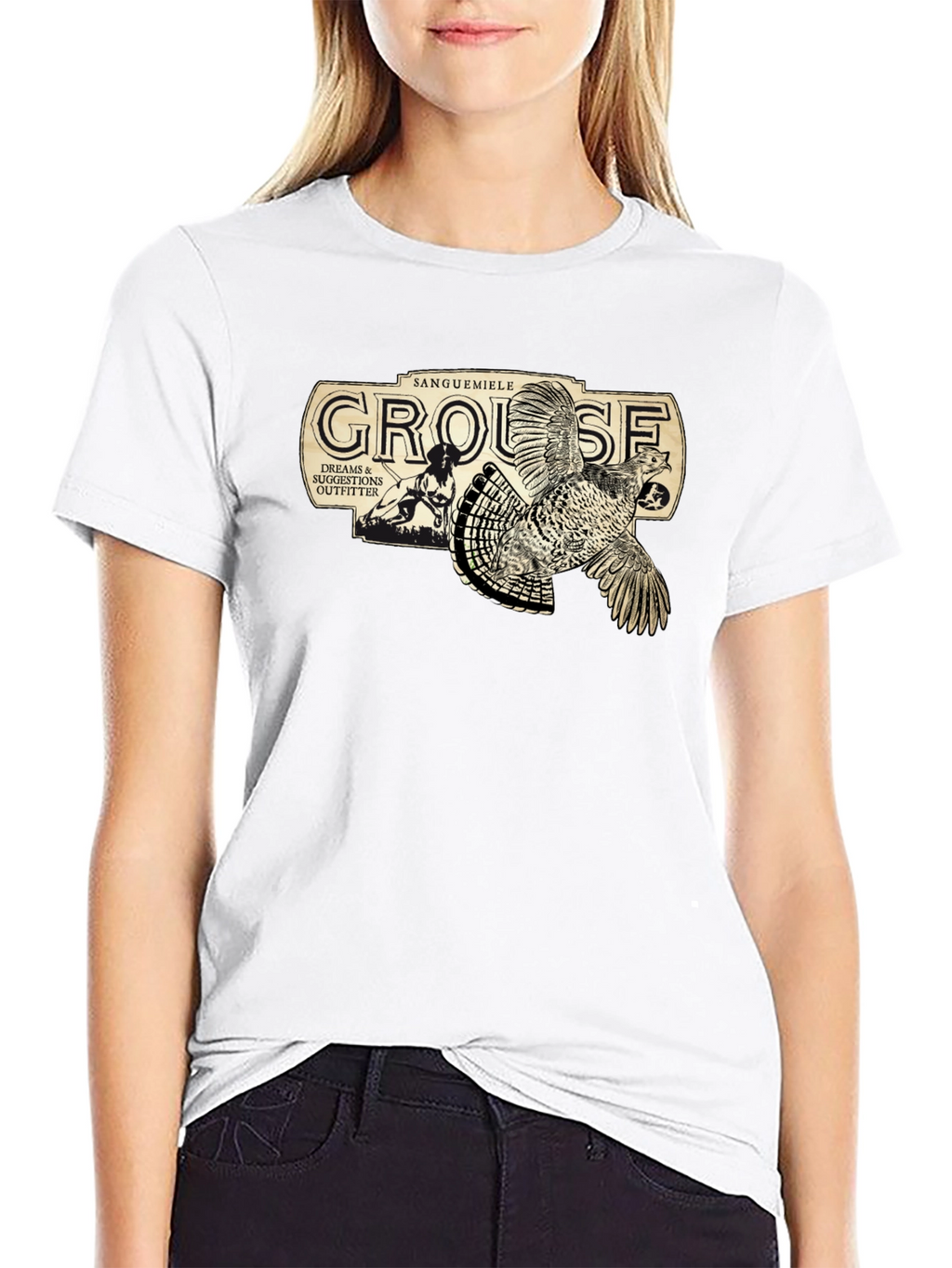 Grouse Hunting Graphic Tee - Black Cotton T-Shirt