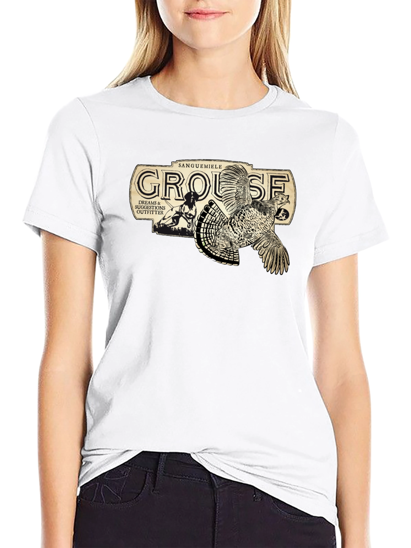Grouse Hunting Graphic Tee - Black Cotton T-Shirt