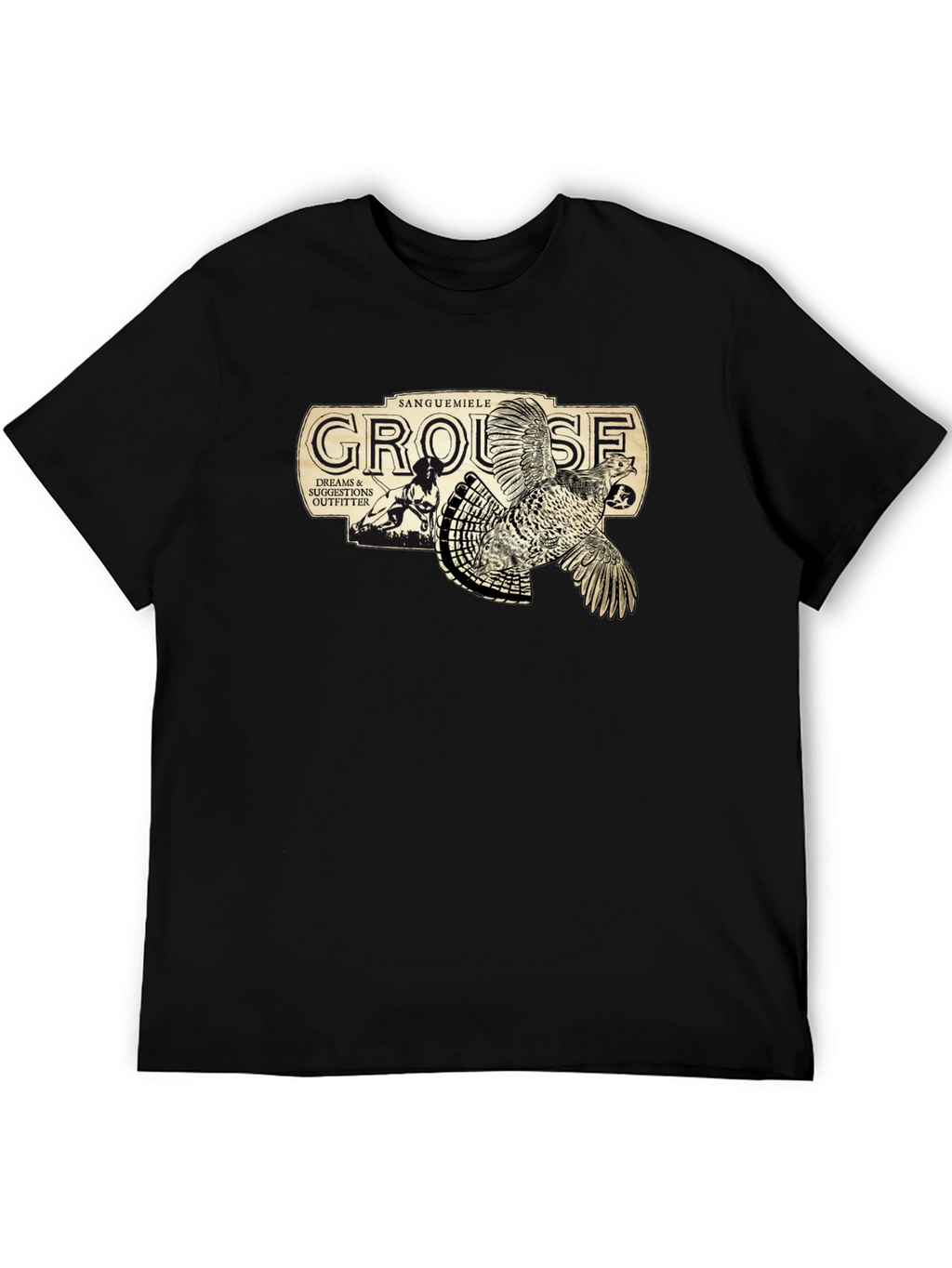 Grouse Hunting Graphic Tee - Black Cotton T-Shirt