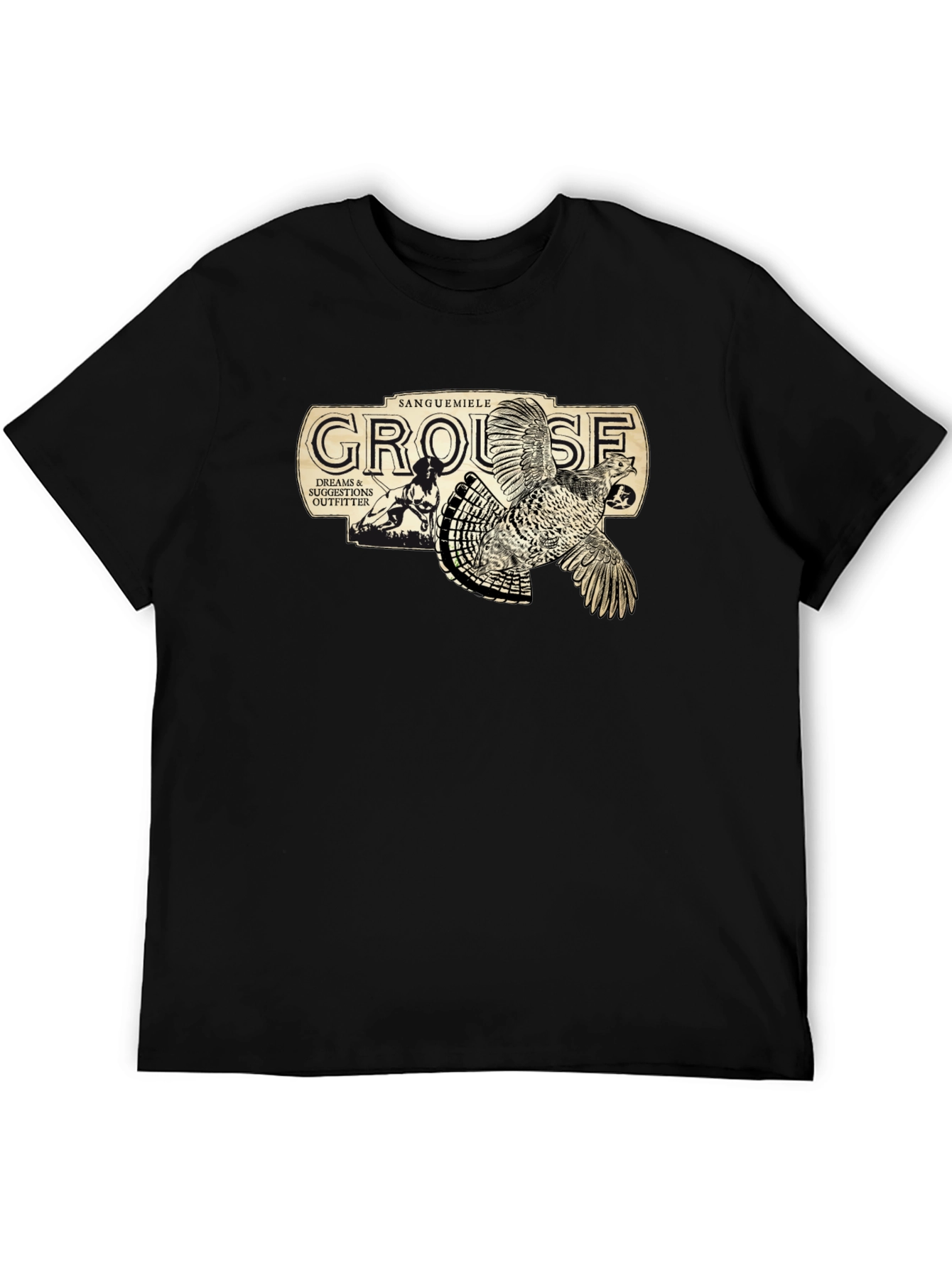 Grouse Hunting Graphic Tee - Black Cotton T-Shirt
