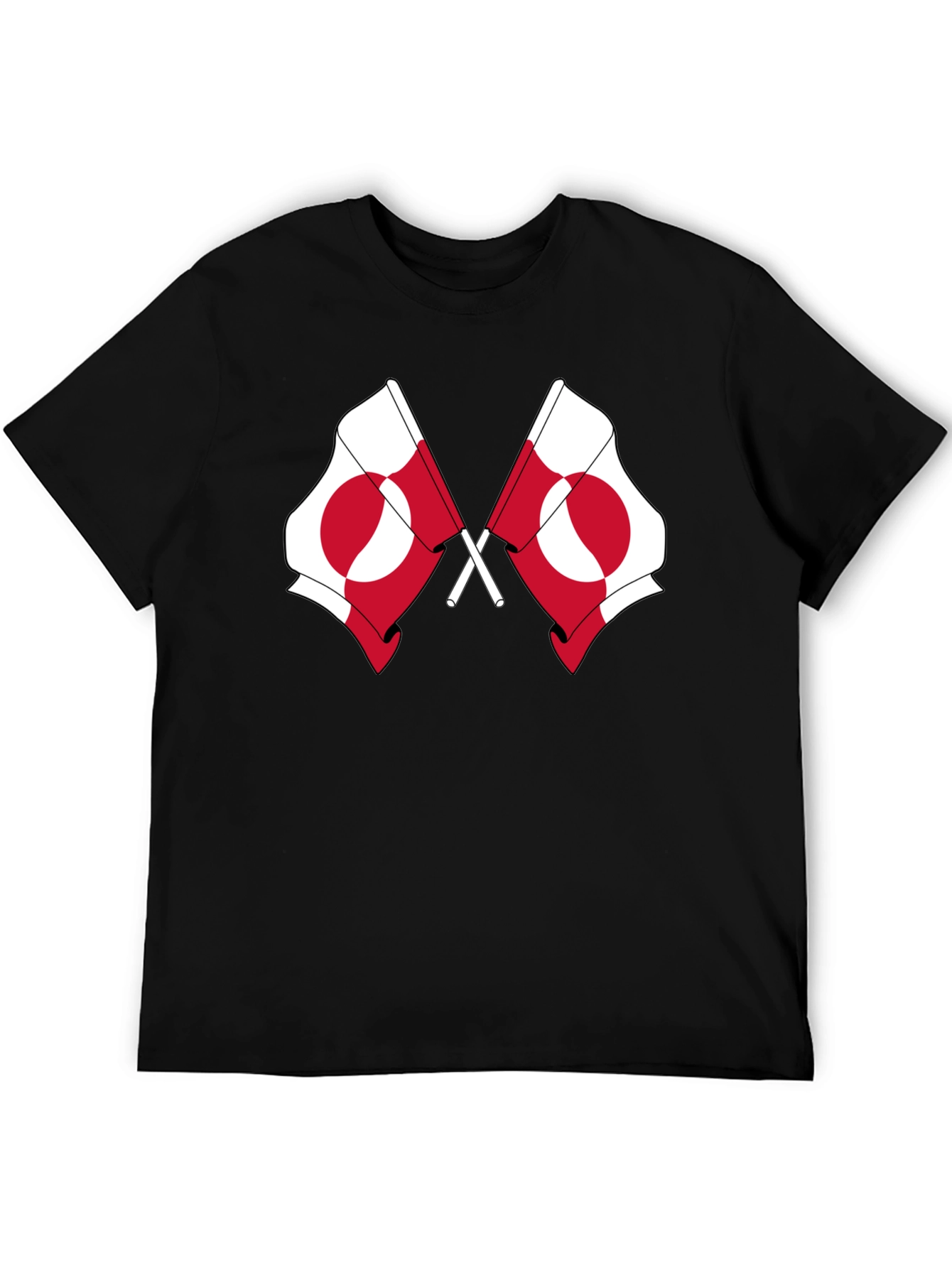 Greenland Flag Graphic Tee - Black Cotton T-Shirt
