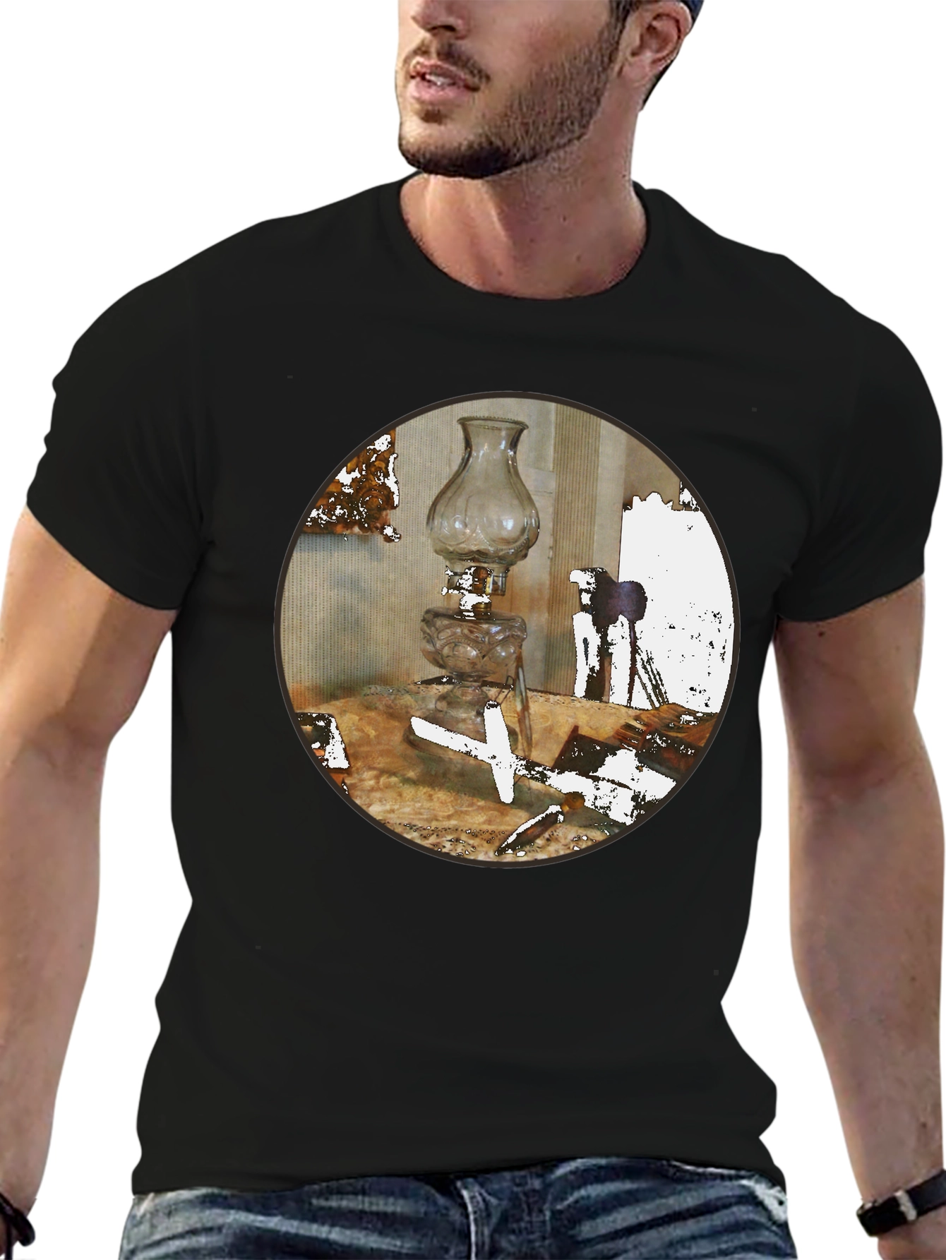 Vintage Lamp Graphic Tee - Unique Design