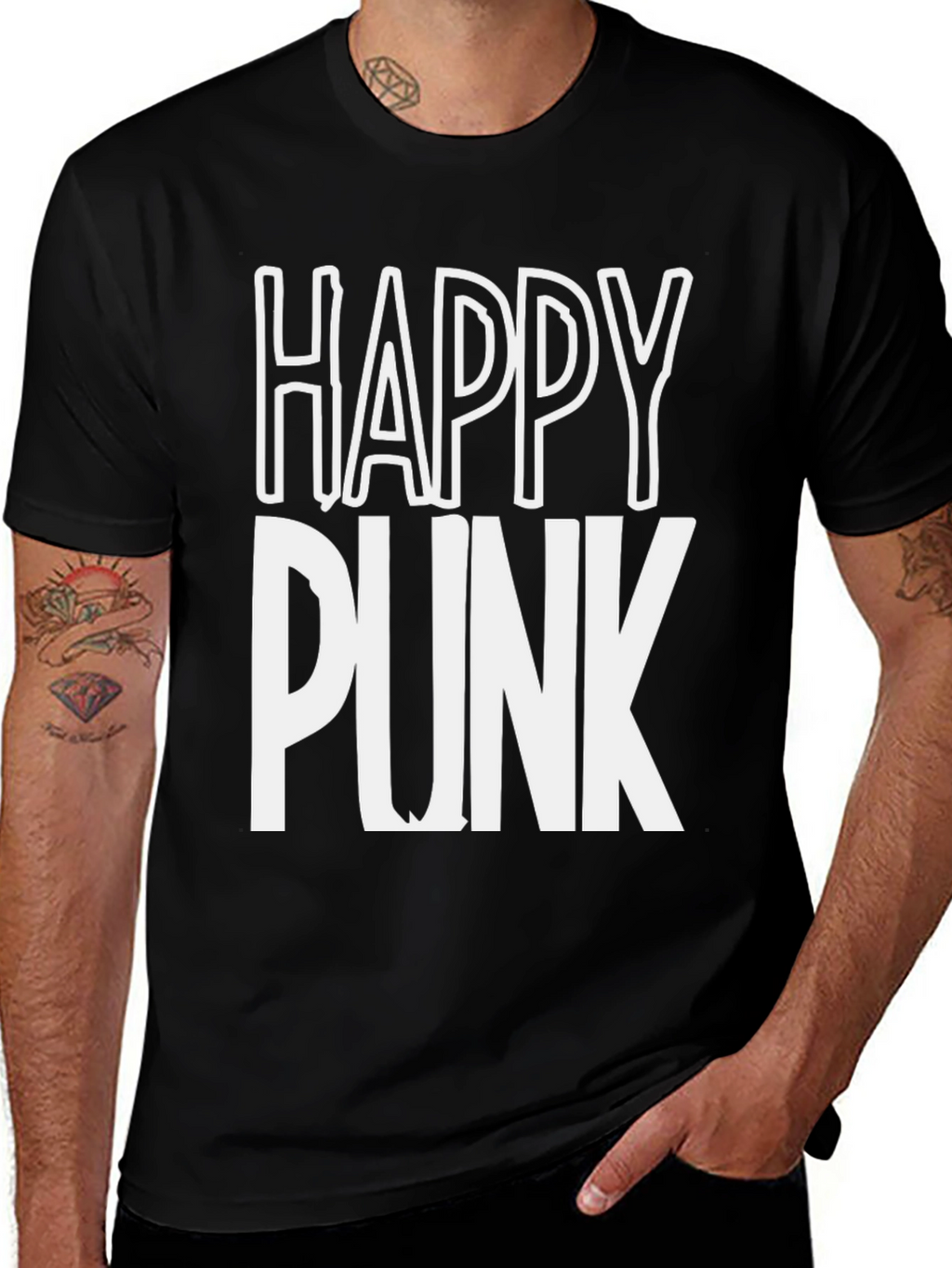 Happy Punk Graphic Tee - Bold Statement Shirt