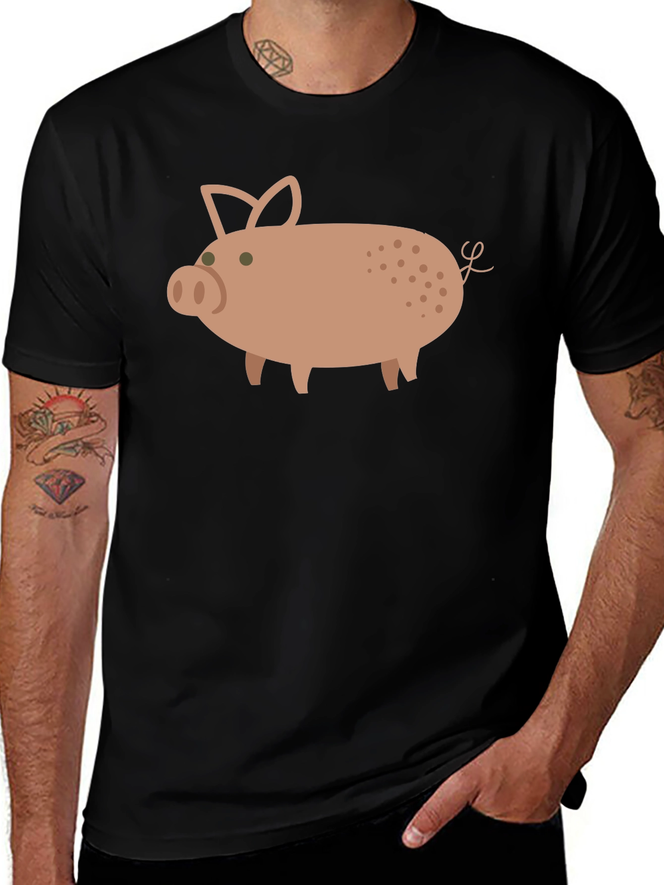 Pig Graphic Tee - Casual Black T-Shirt