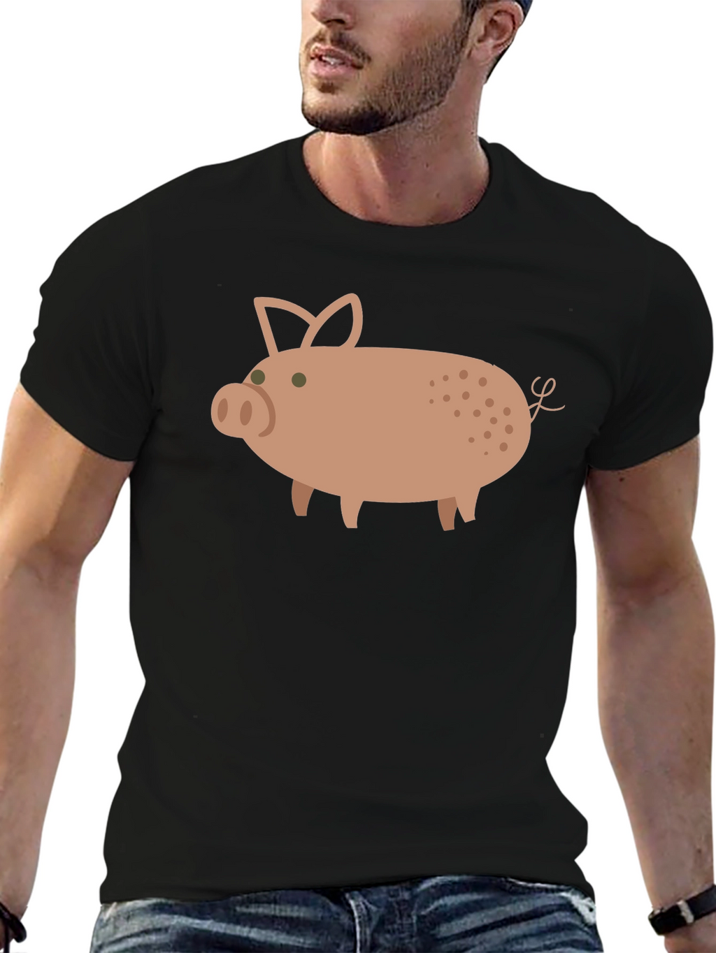 Pig Graphic Tee - Casual Black T-Shirt