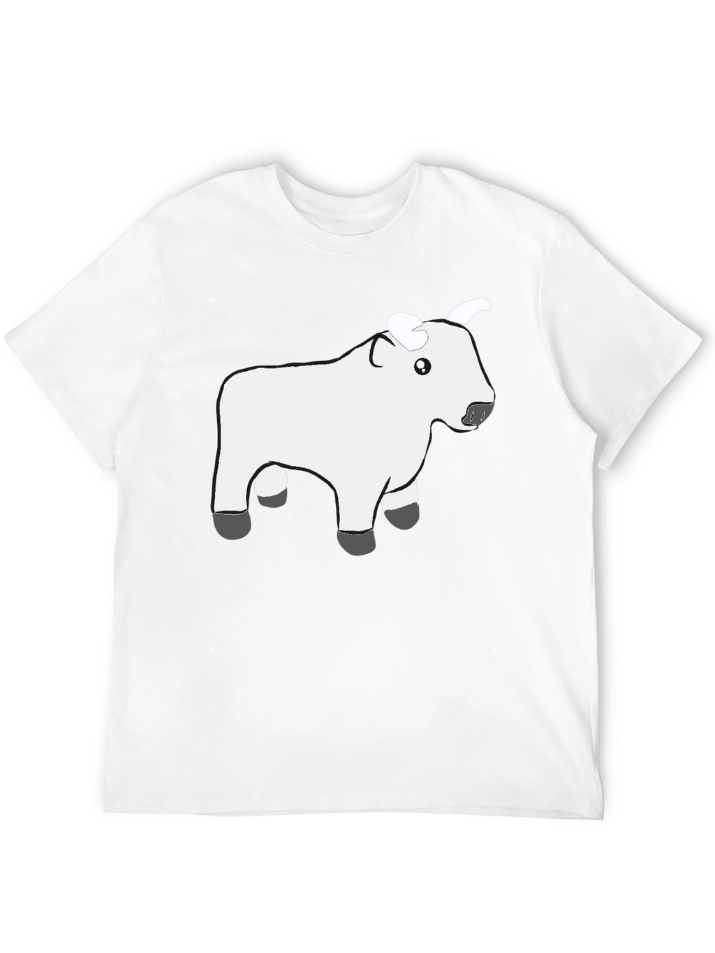 Black T-Shirt with Cute White Cow Graphic