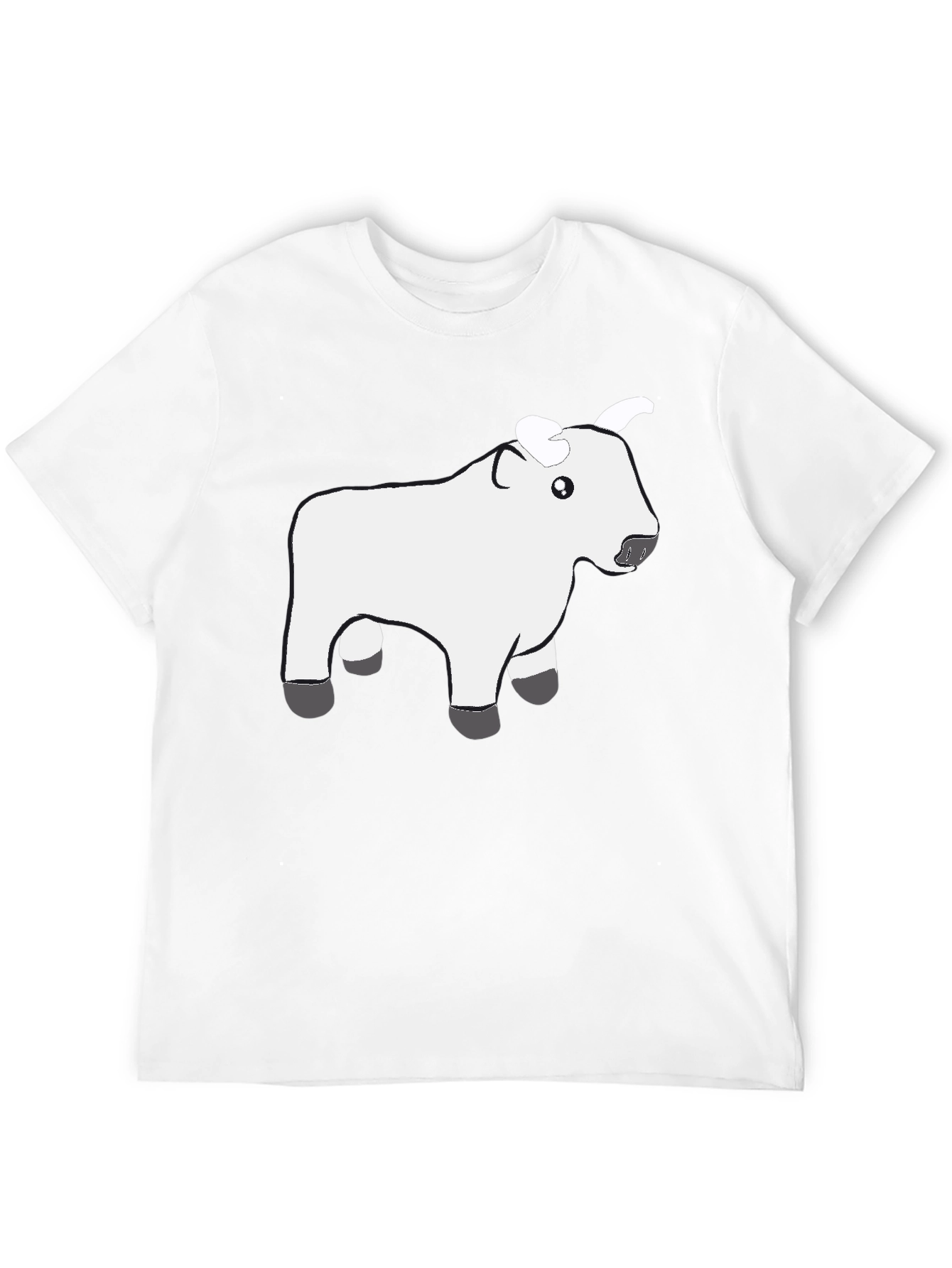 Black T-Shirt with Cute White Cow Graphic