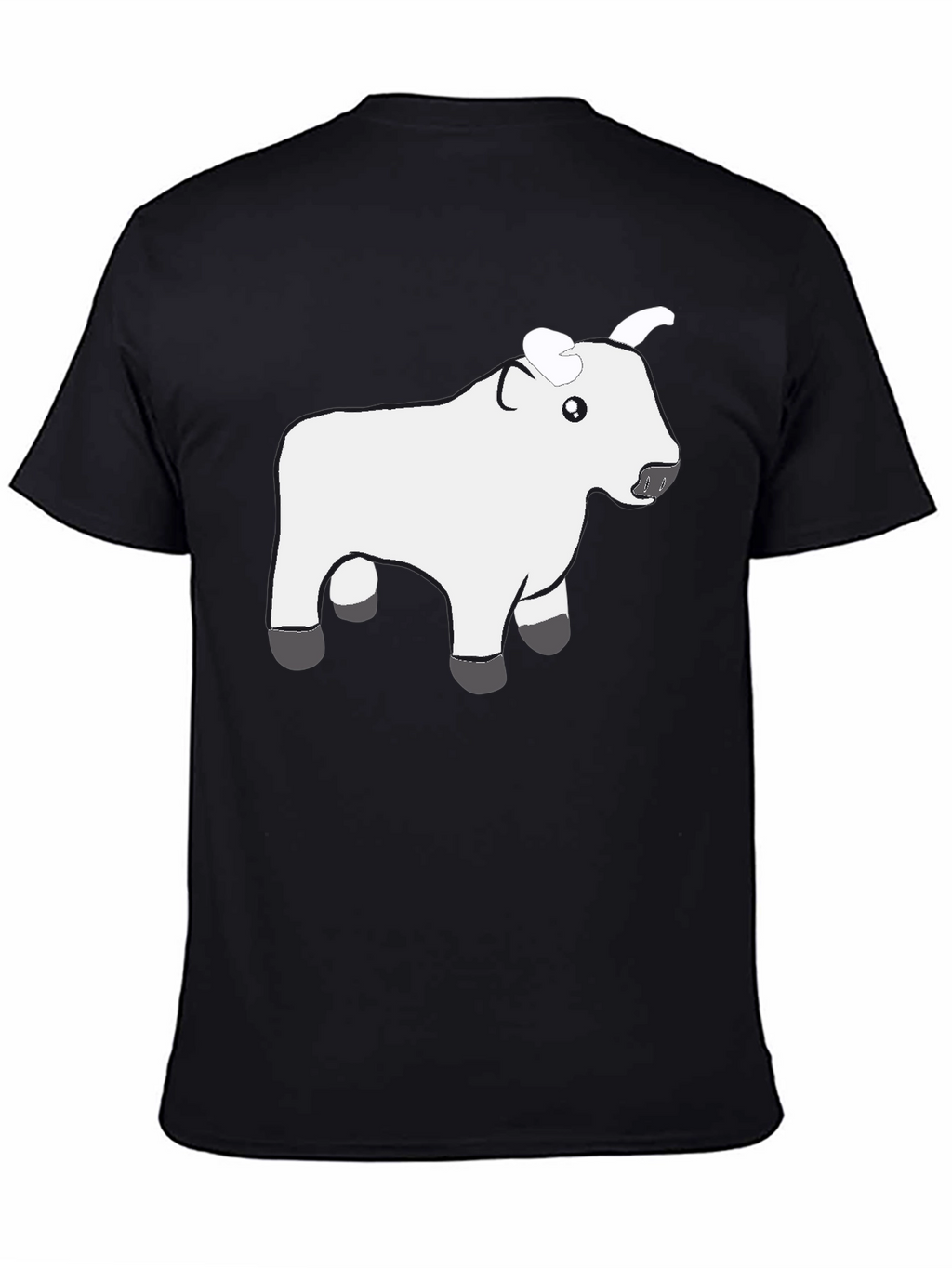 Black T-Shirt with Cute White Cow Graphic
