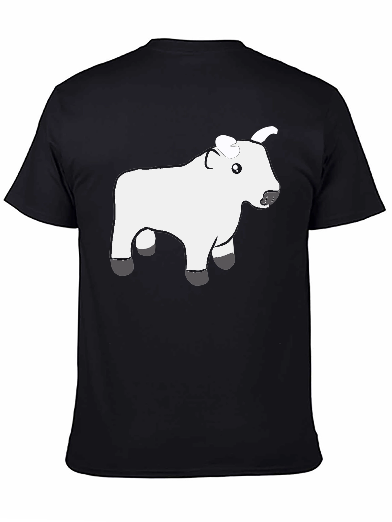 Black T-Shirt with Cute White Cow Graphic