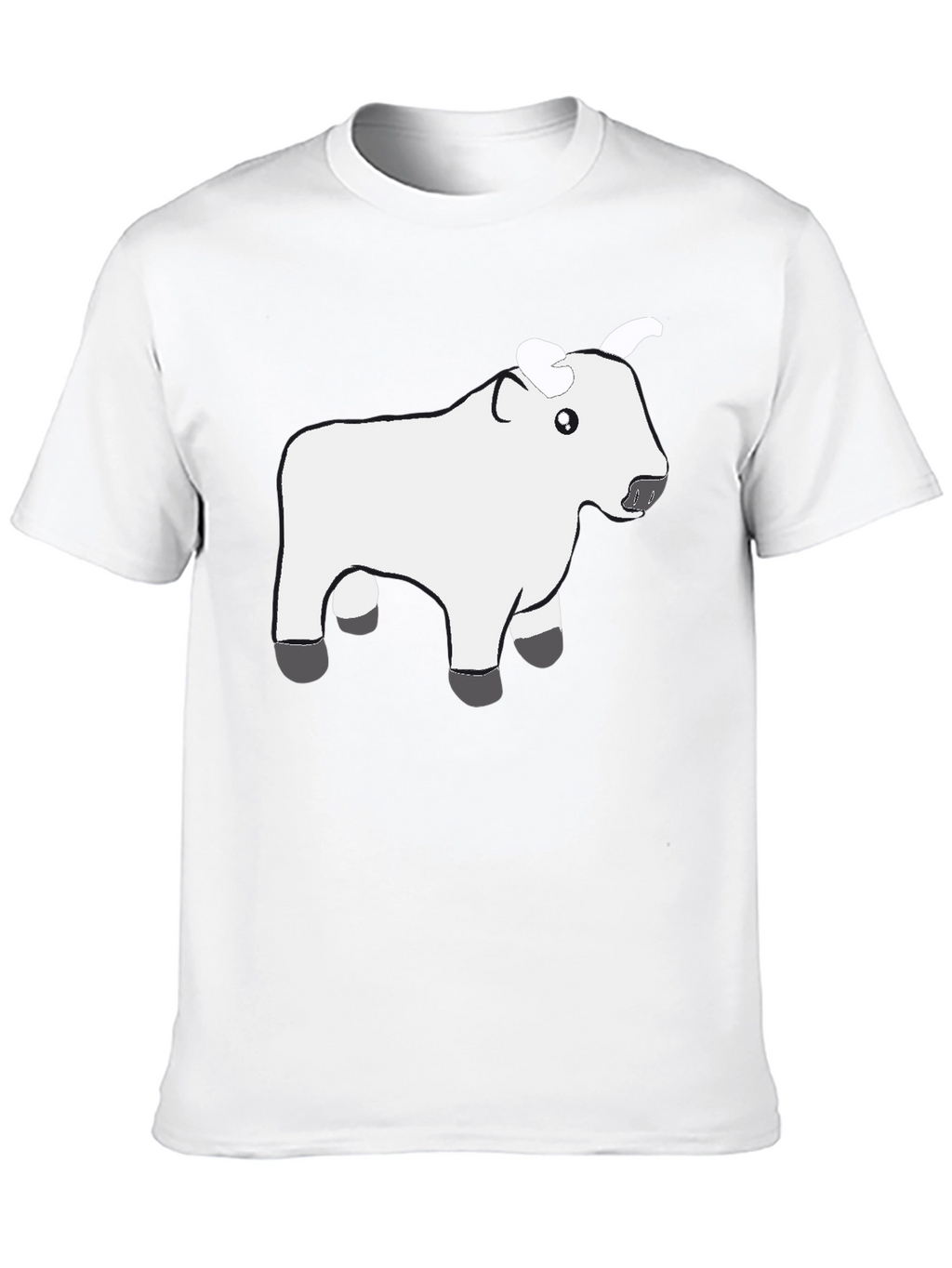 Black T-Shirt with Cute White Cow Graphic