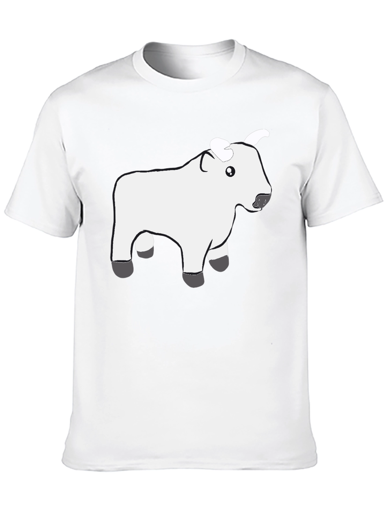 Black T-Shirt with Cute White Cow Graphic