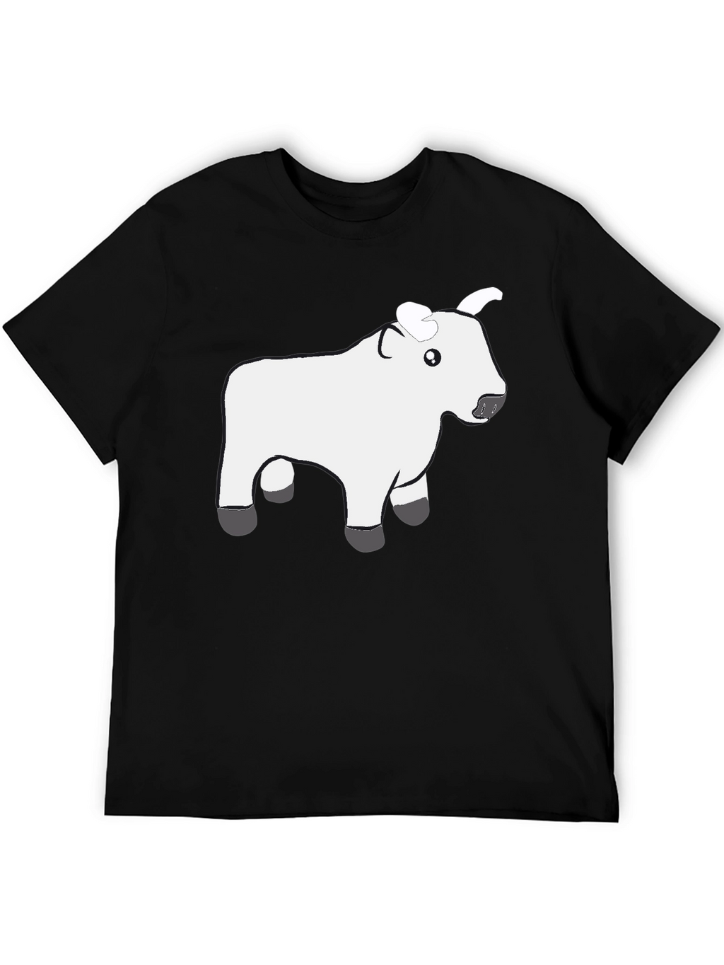 Black T-Shirt with Cute White Cow Graphic