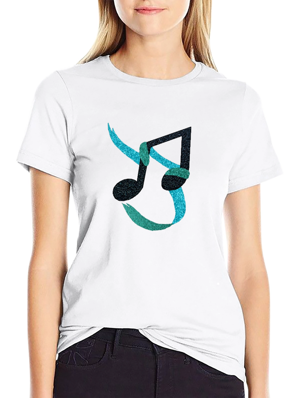 Musical Note Graphic Black T-Shirt