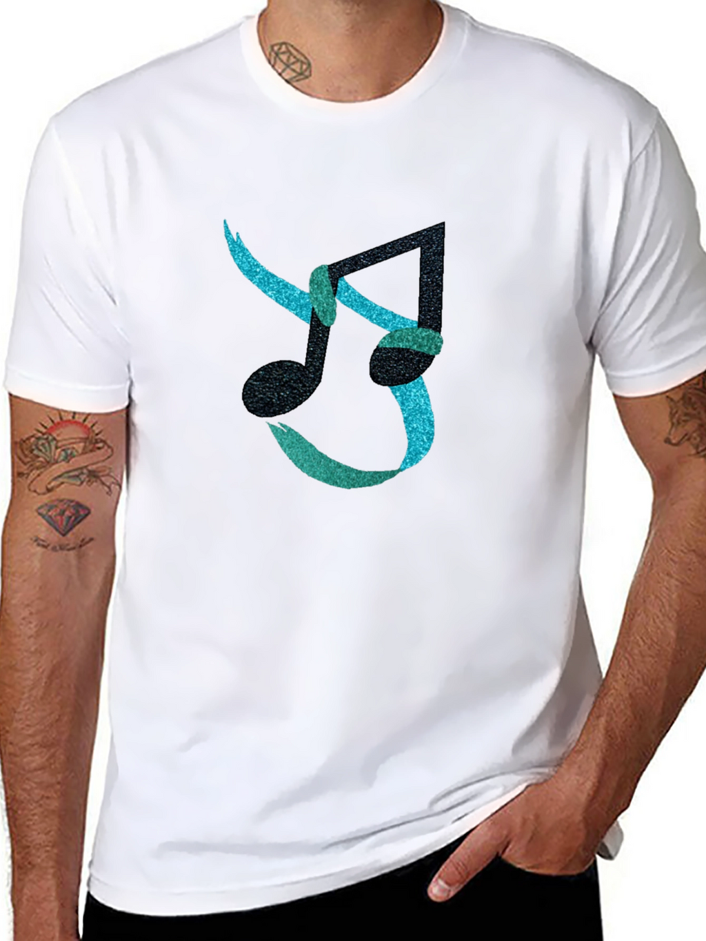 Musical Note Graphic Black T-Shirt