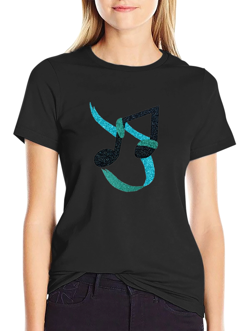Musical Note Graphic Black T-Shirt