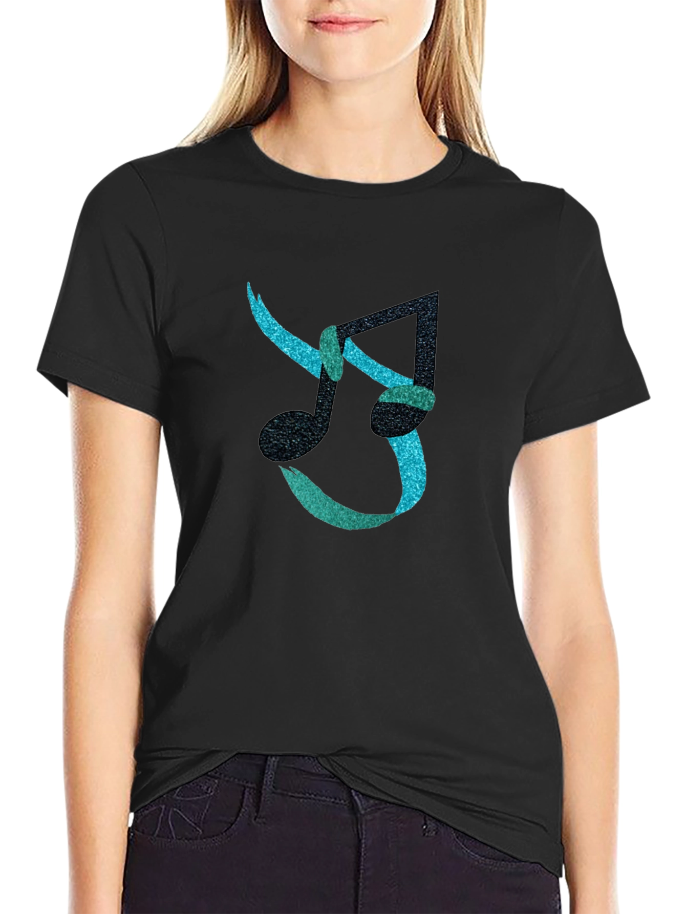 Musical Note Graphic Black T-Shirt