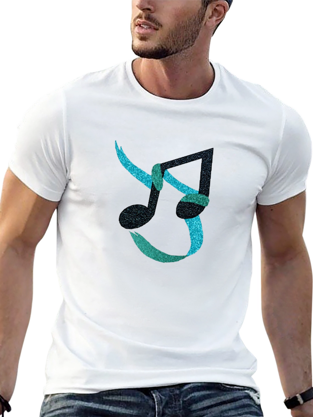 Musical Note Graphic Black T-Shirt