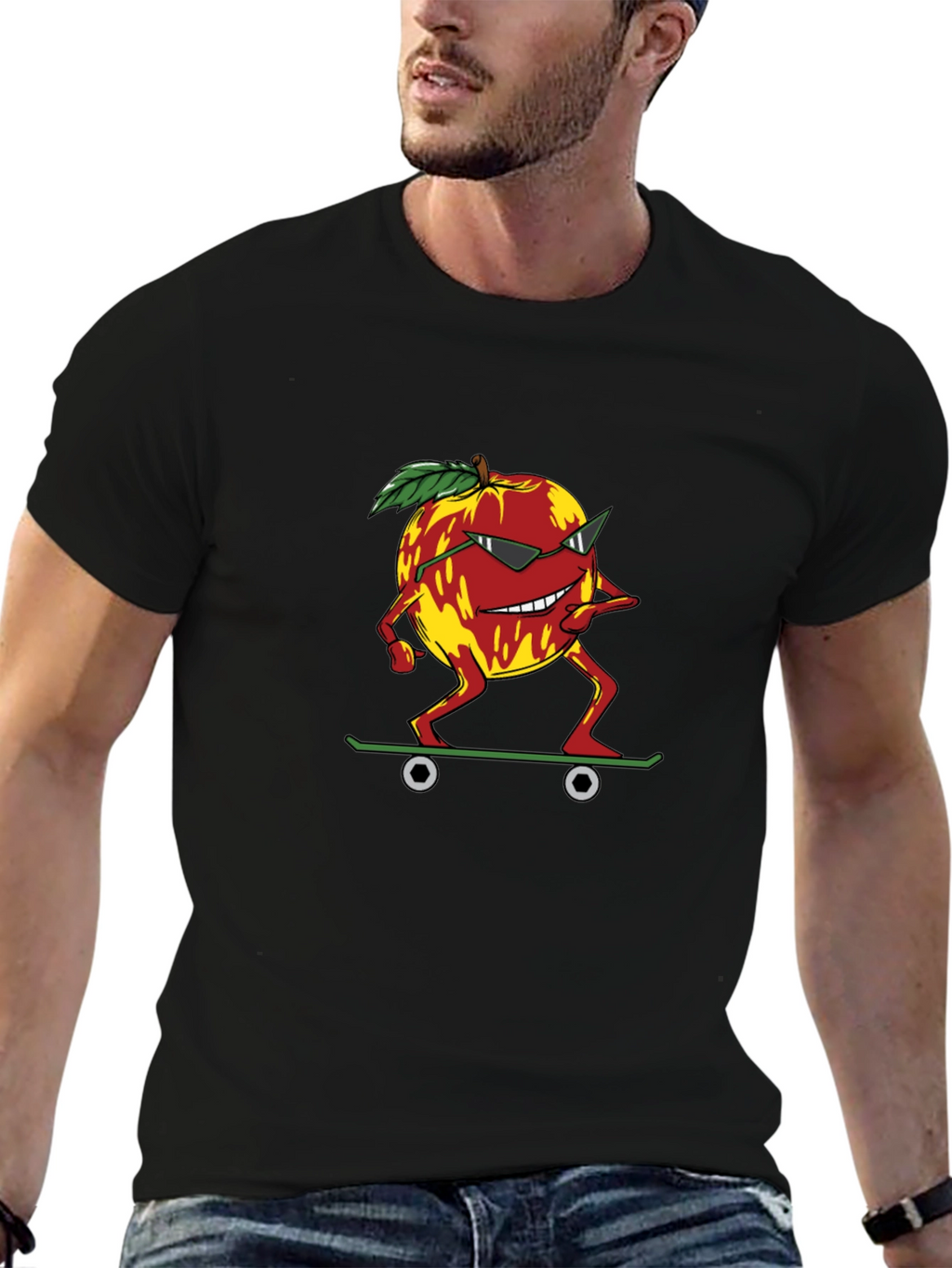 Skateboarding Peach Graphic Tee - Cool Summer Style