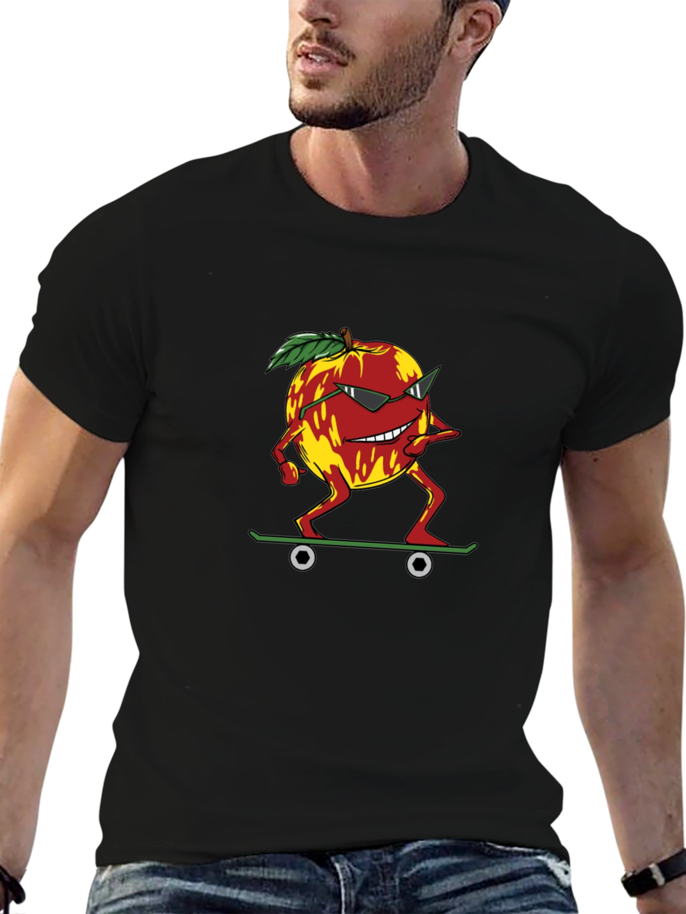 Skateboarding Peach Graphic Tee - Cool Summer Style