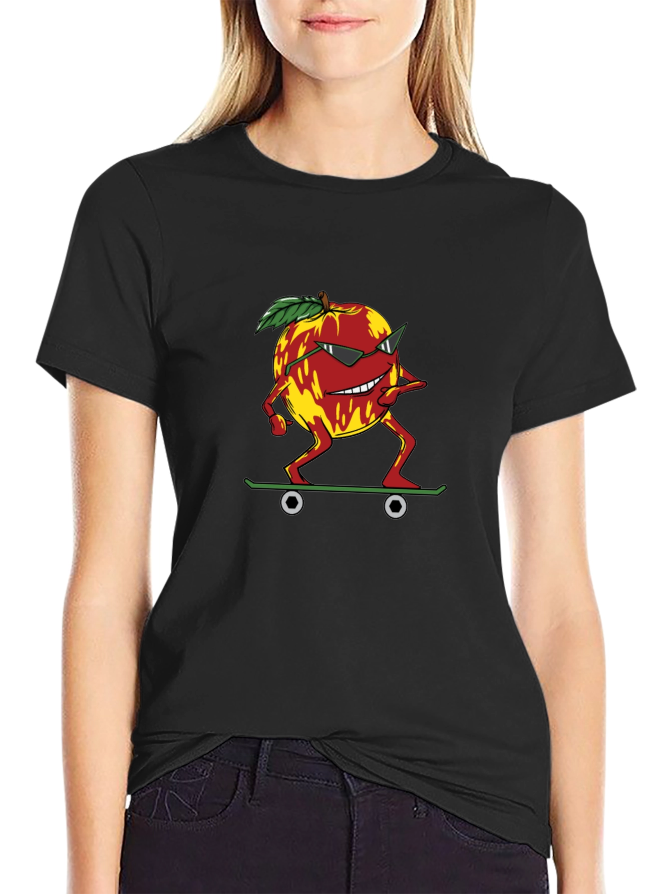 Skateboarding Peach Graphic Tee - Cool Summer Style