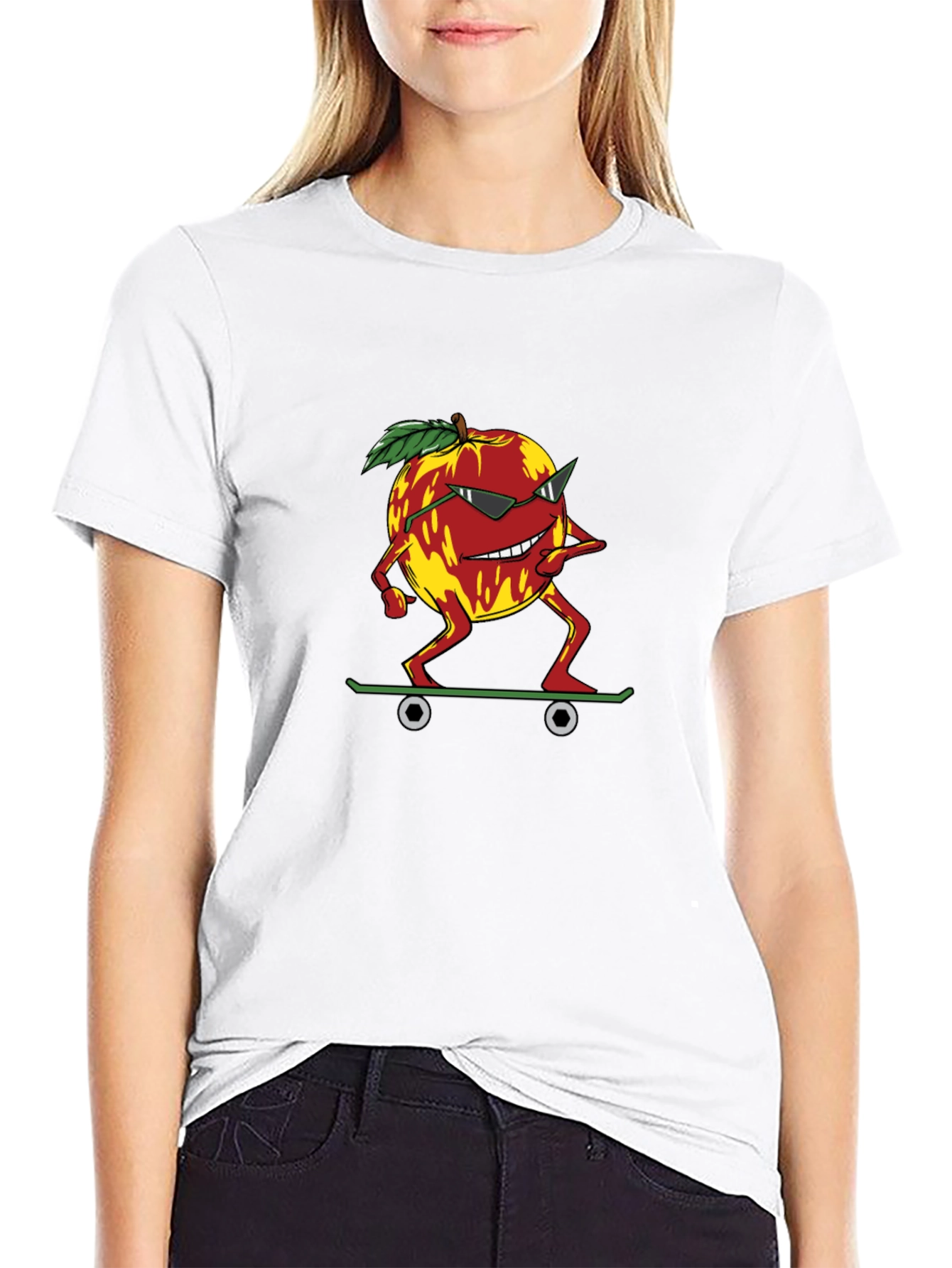 Skateboarding Peach Graphic Tee - Cool Summer Style