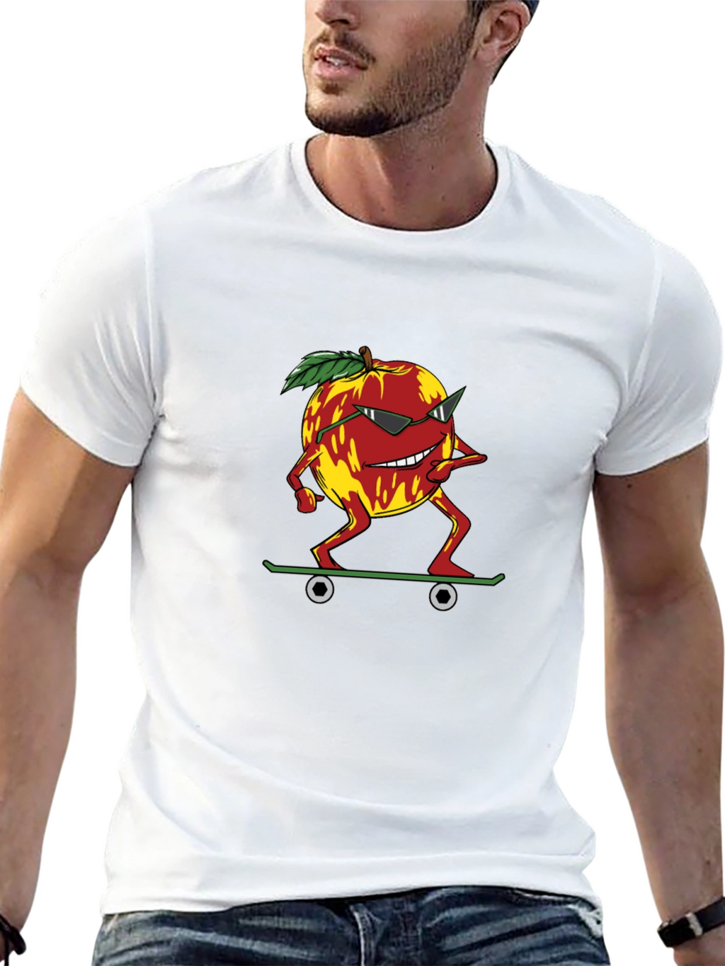 Skateboarding Peach Graphic Tee - Cool Summer Style
