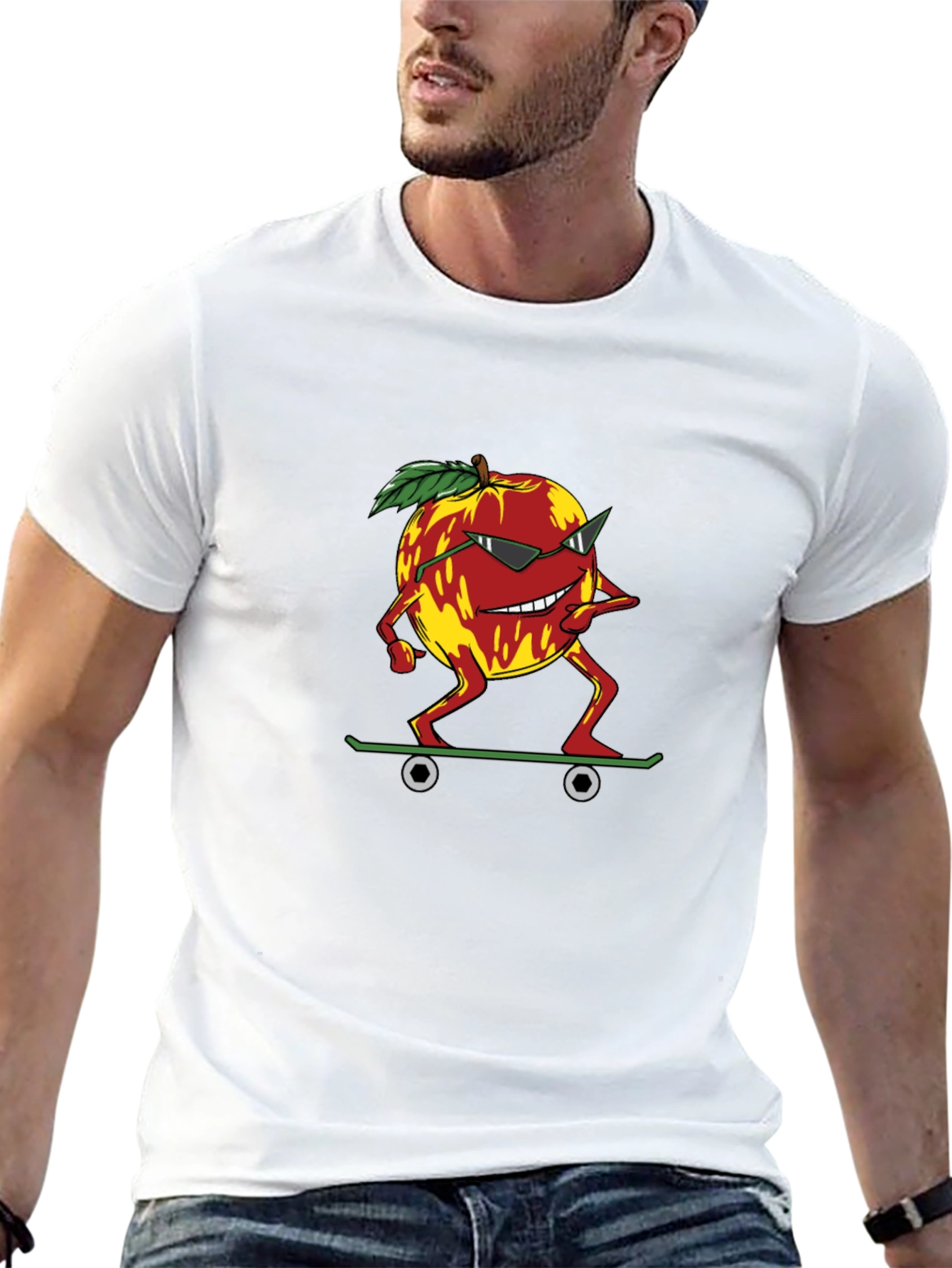 Skateboarding Peach Graphic Tee - Cool Summer Style